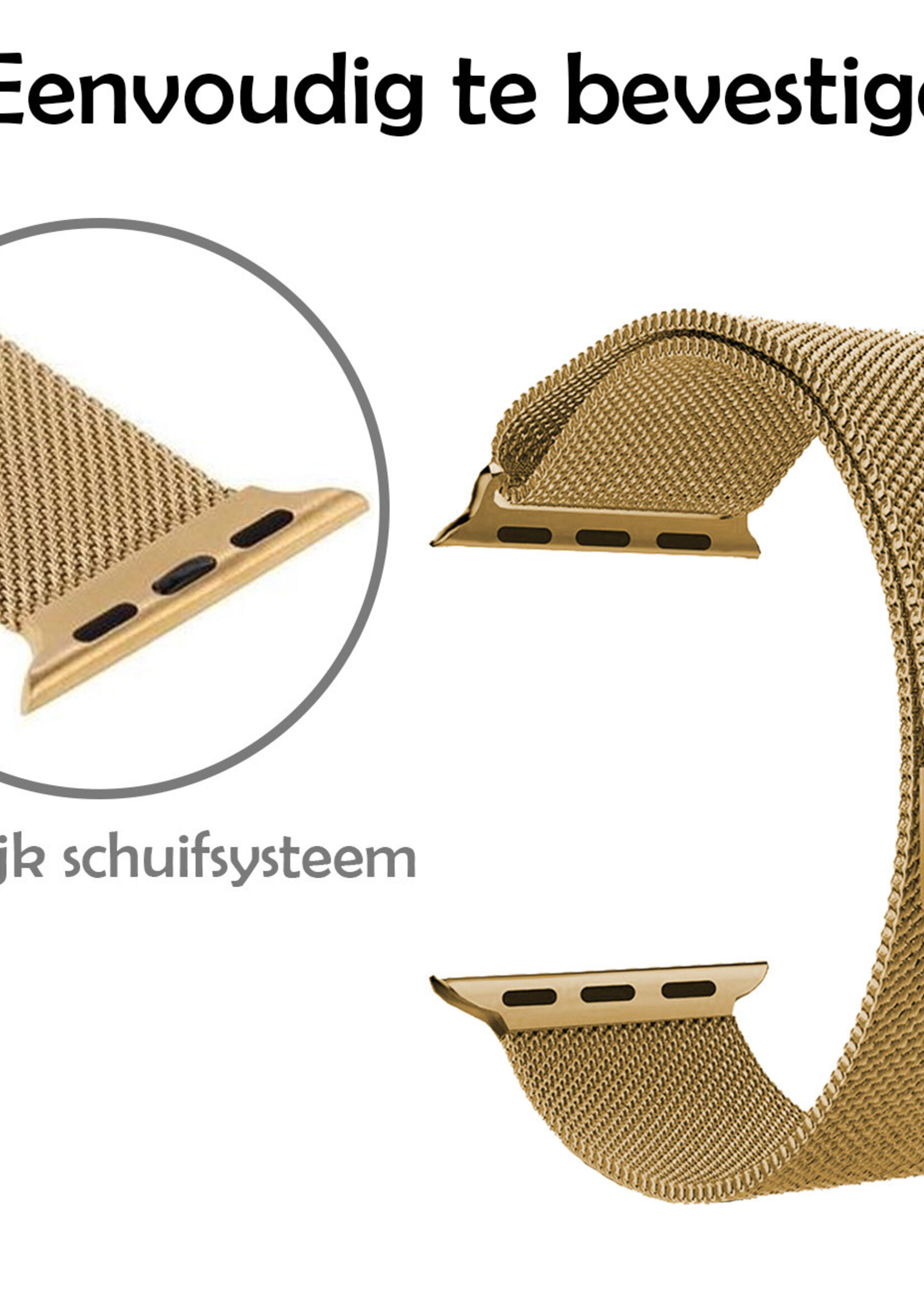 LUQ Geschikt Voor Apple Watch 7 Bandje 45 mm - Bandje Geschikt Voor Apple Watch 7 Milanees - Goud