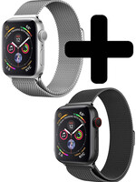 LUQ LUQ Apple Watch 7 Bandje Milanees (45 mm) - Zwart & Zilver