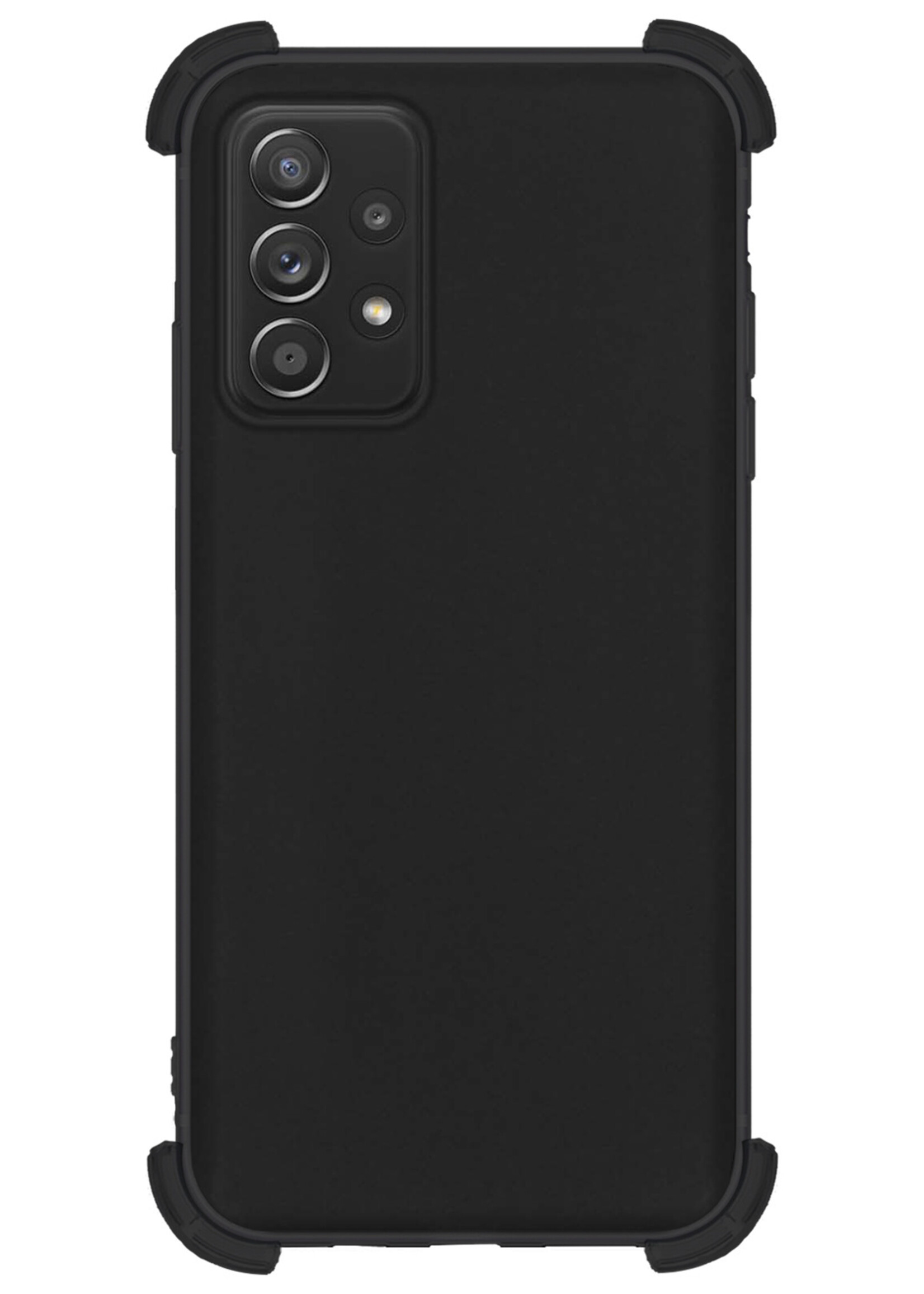 LUQ Hoesje Geschikt voor Samsung A52 Hoesje Shockproof Case Siliconen Met 2x Screenprotector - Hoes Geschikt voor Samsung Galaxy A52 Hoes Cover Siliconen - Zwart