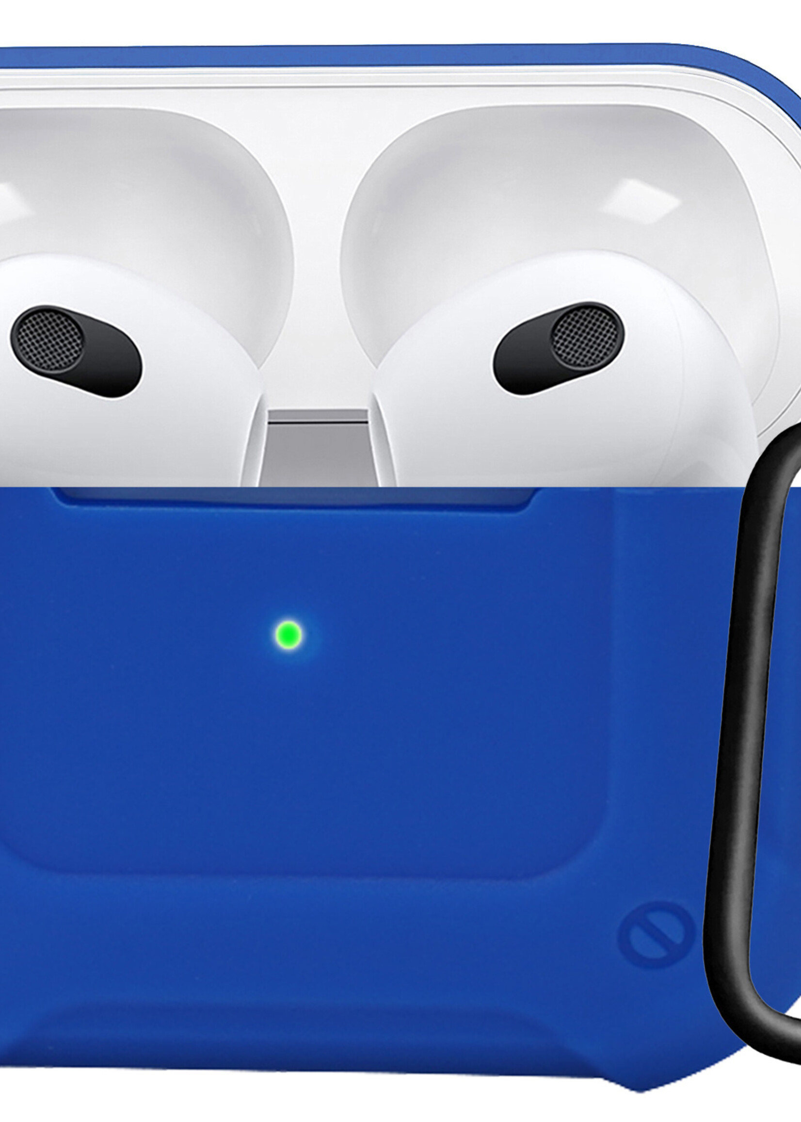 LUQ Hoesje Geschikt voor AirPods 3 Hoesje Siliconen Case Schockproof Met Karabijnhaak - Hoes Geschikt voor Apple AirPods 3 Case Hoesje - Donkerblauw