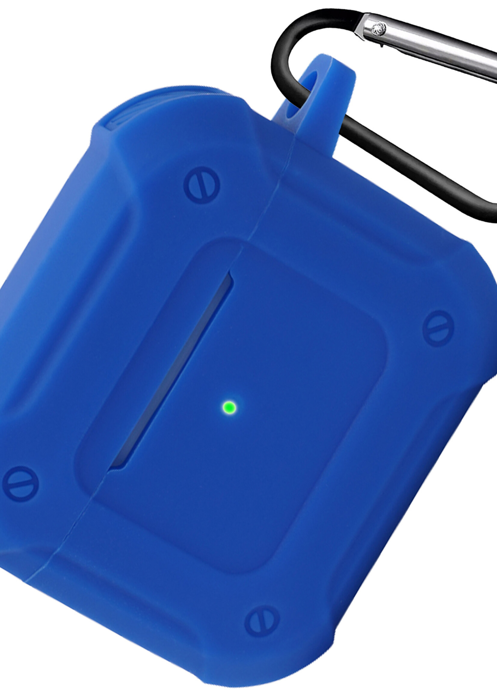 LUQ Hoesje Geschikt voor AirPods 3 Hoesje Siliconen Case Schockproof Met Karabijnhaak - Hoes Geschikt voor Apple AirPods 3 Case Hoesje - Donkerblauw