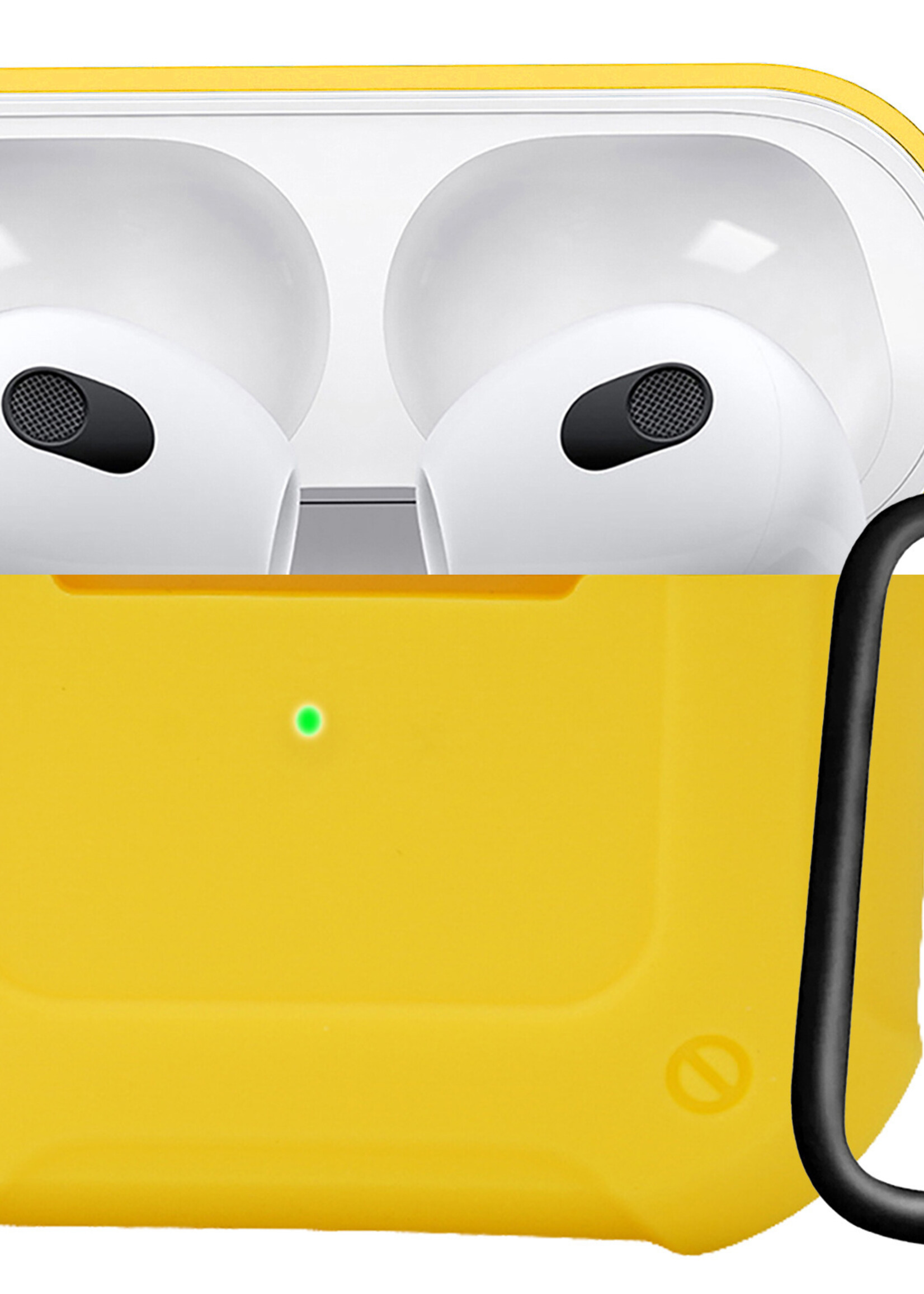 LUQ Hoesje Geschikt voor AirPods 3 Hoesje Siliconen Case Schockproof Met Karabijnhaak - Hoes Geschikt voor Apple AirPods 3 Case Hoesje - Geel