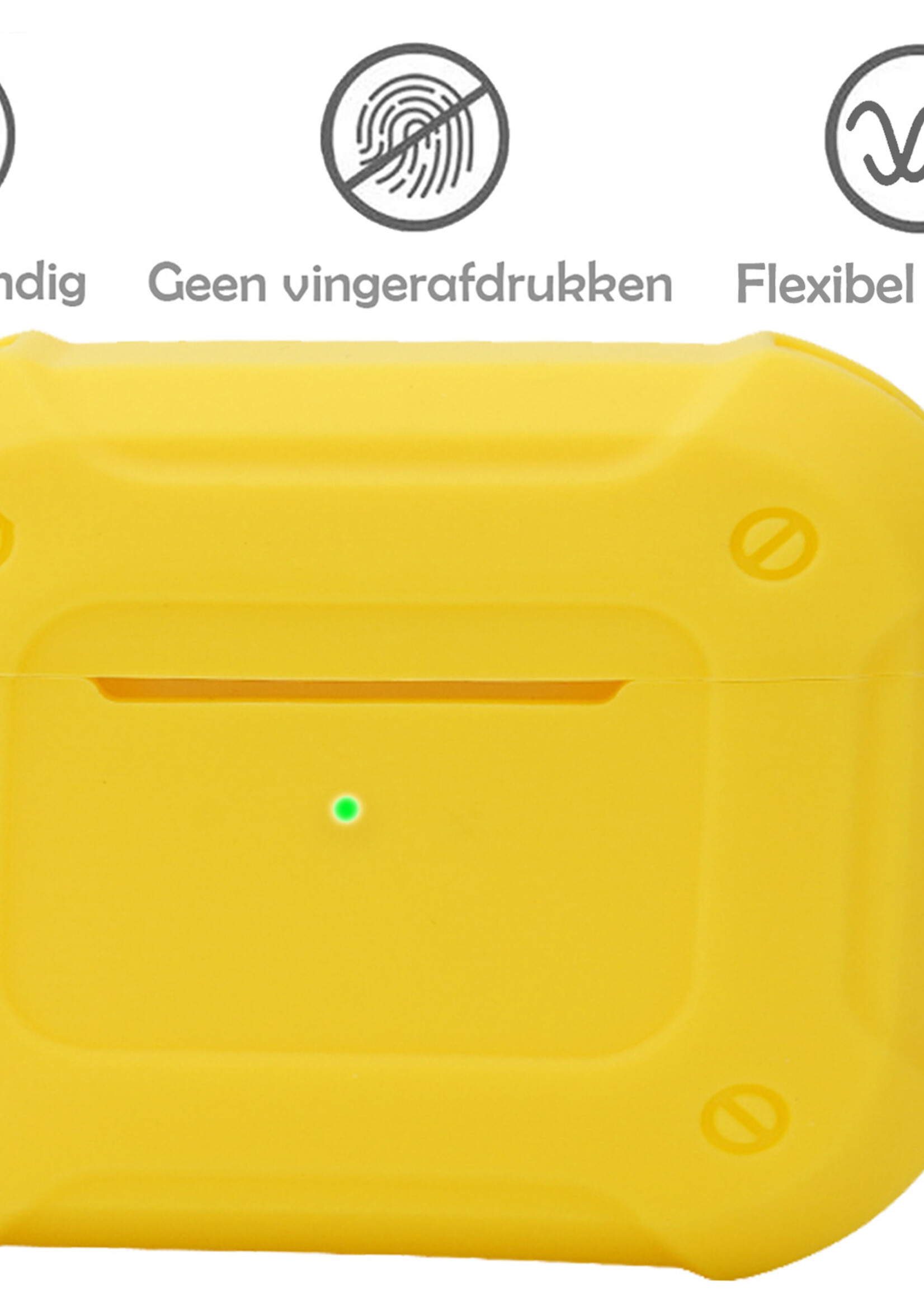 LUQ Hoesje Geschikt voor AirPods 3 Hoesje Siliconen Case Schockproof Met Karabijnhaak - Hoes Geschikt voor Apple AirPods 3 Case Hoesje - Geel