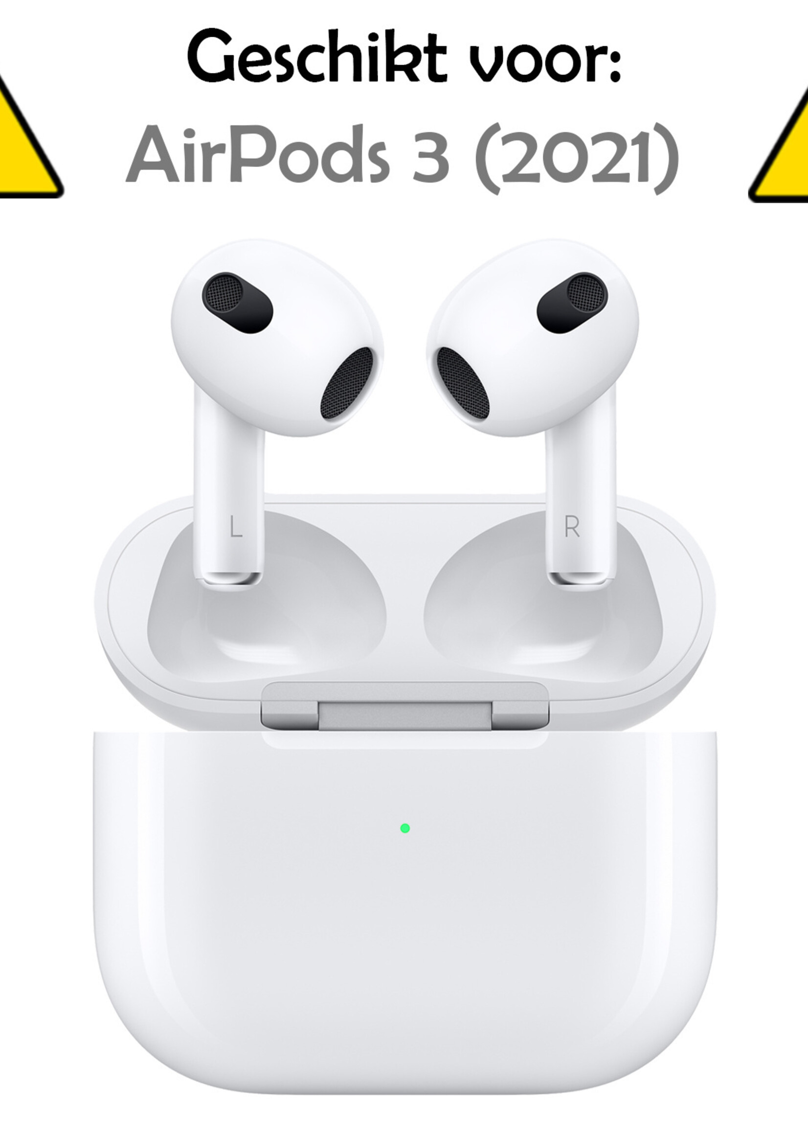 LUQ Hoesje Geschikt voor AirPods 3 Hoesje Siliconen Case Schockproof Met Karabijnhaak - Hoes Geschikt voor Apple AirPods 3 Case Hoesje - Grijs