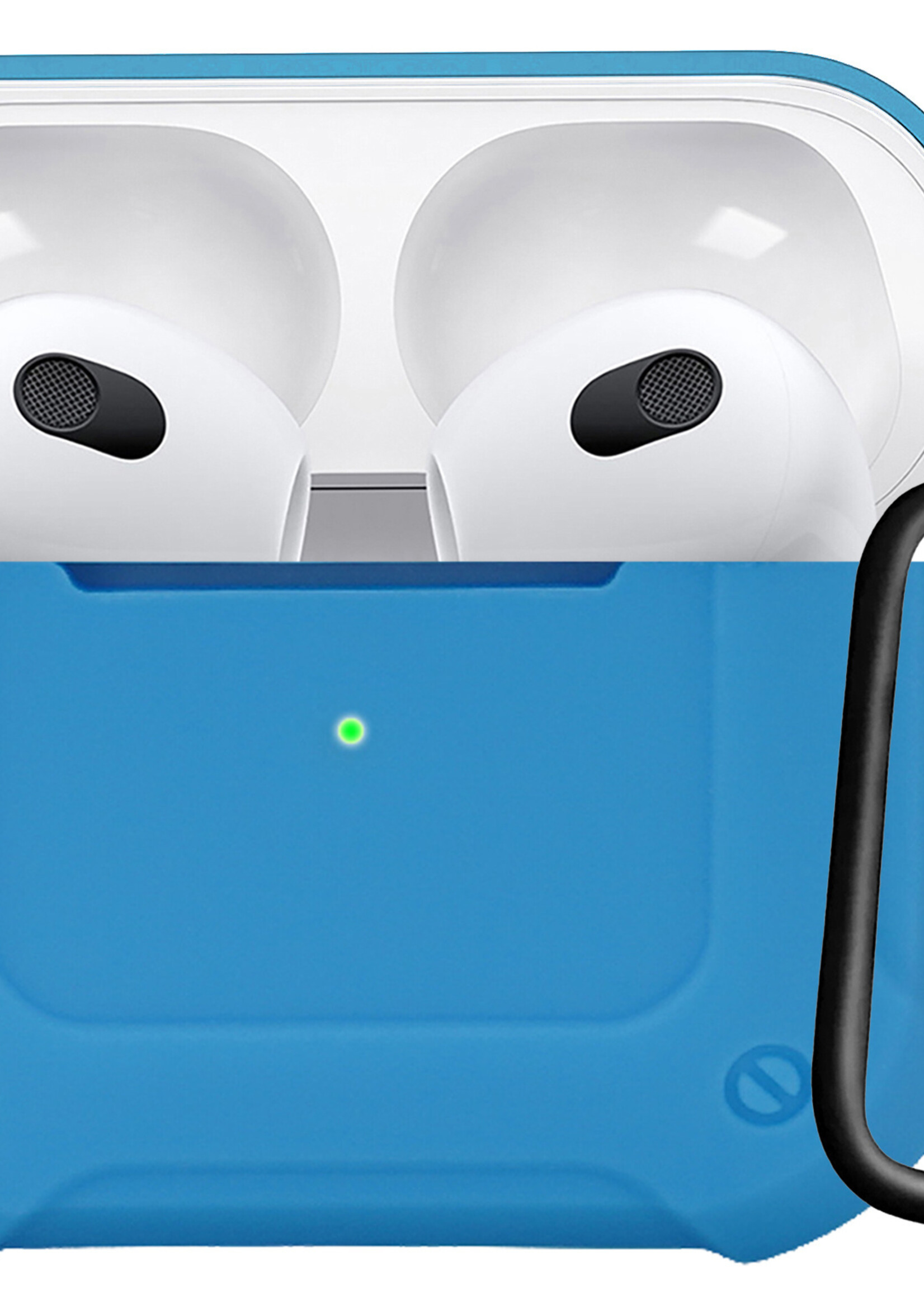 LUQ Hoesje Geschikt voor AirPods 3 Hoesje Siliconen Case Schockproof Met Karabijnhaak - Hoes Geschikt voor Apple AirPods 3 Case Hoesje - Lichtblauw
