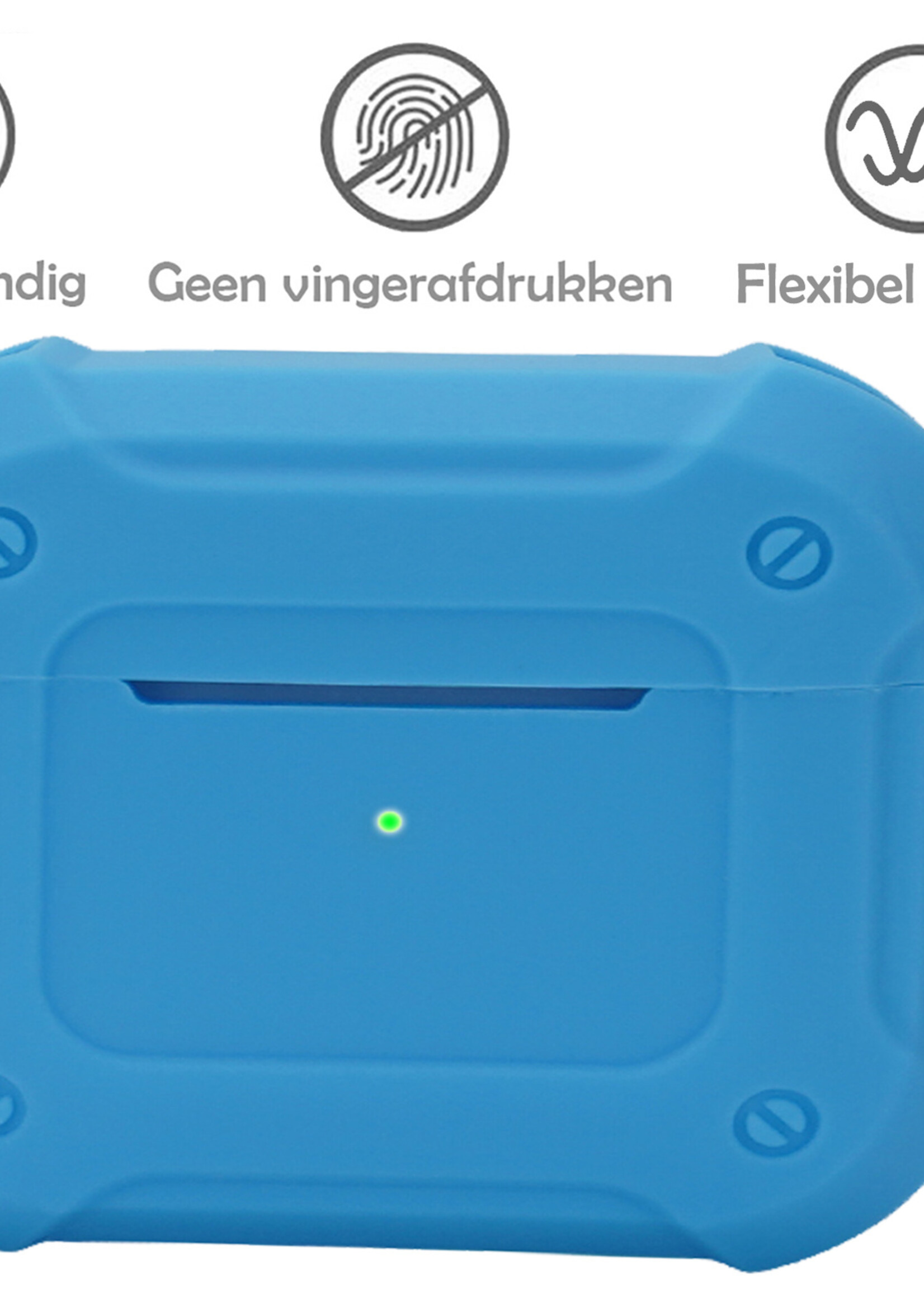 LUQ Hoesje Geschikt voor AirPods 3 Hoesje Siliconen Case Schockproof Met Karabijnhaak - Hoes Geschikt voor Apple AirPods 3 Case Hoesje - Lichtblauw