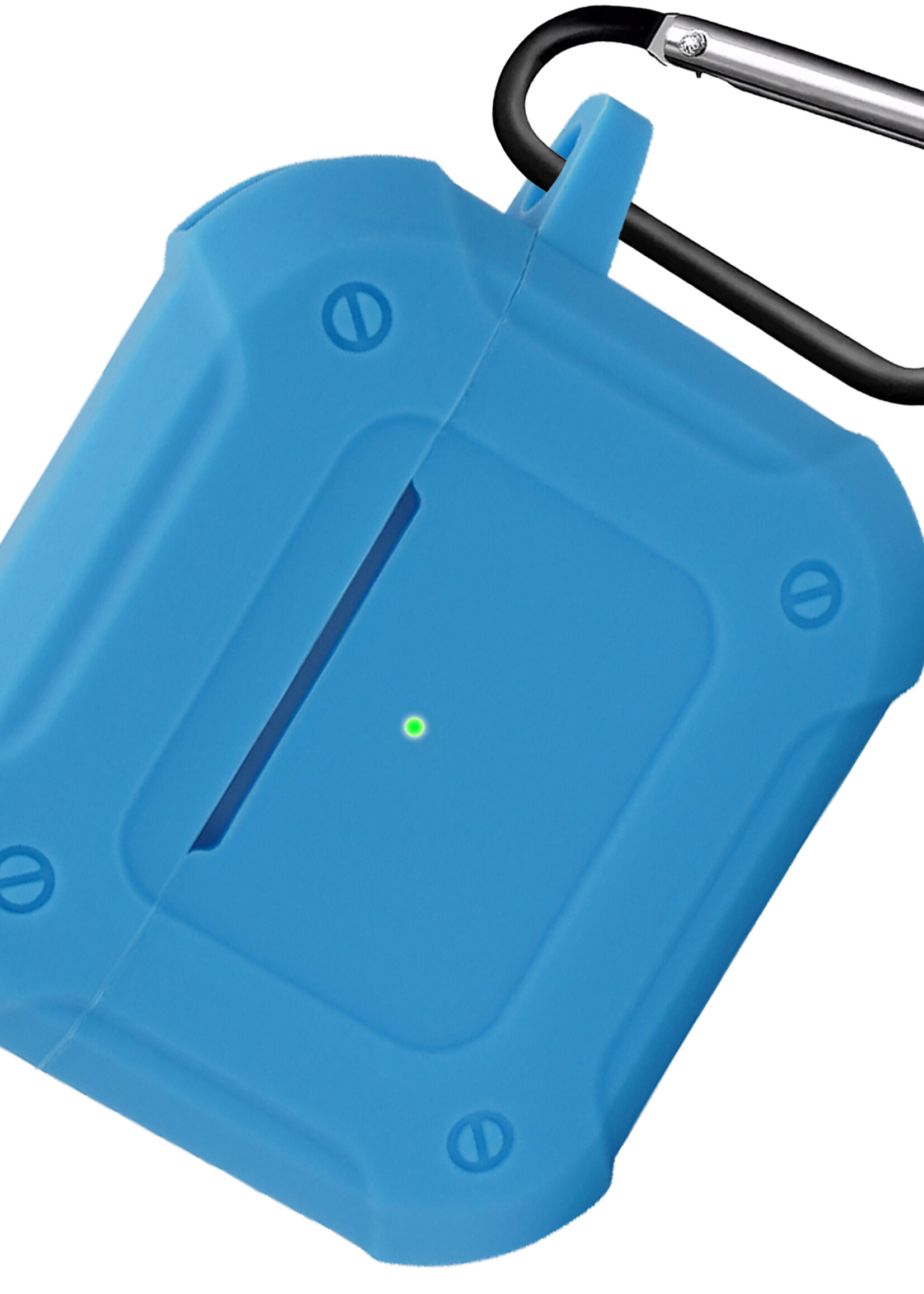 LUQ Hoesje Geschikt voor AirPods 3 Hoesje Siliconen Case Schockproof Met Karabijnhaak - Hoes Geschikt voor Apple AirPods 3 Case Hoesje - Lichtblauw