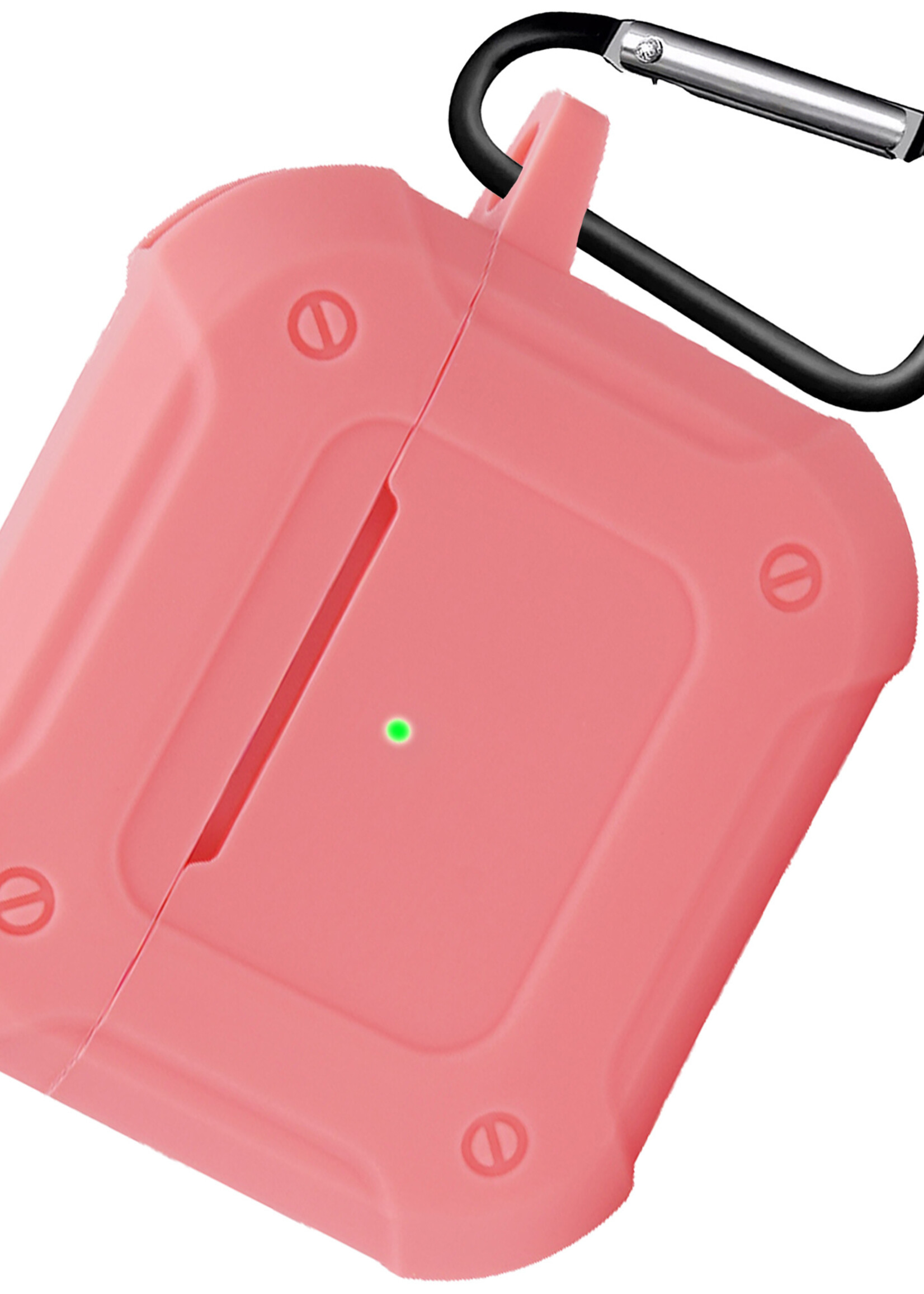 LUQ Hoesje Geschikt voor AirPods 3 Hoesje Siliconen Case Schockproof Met Karabijnhaak - Hoes Geschikt voor Apple AirPods 3 Case Hoesje - Roze