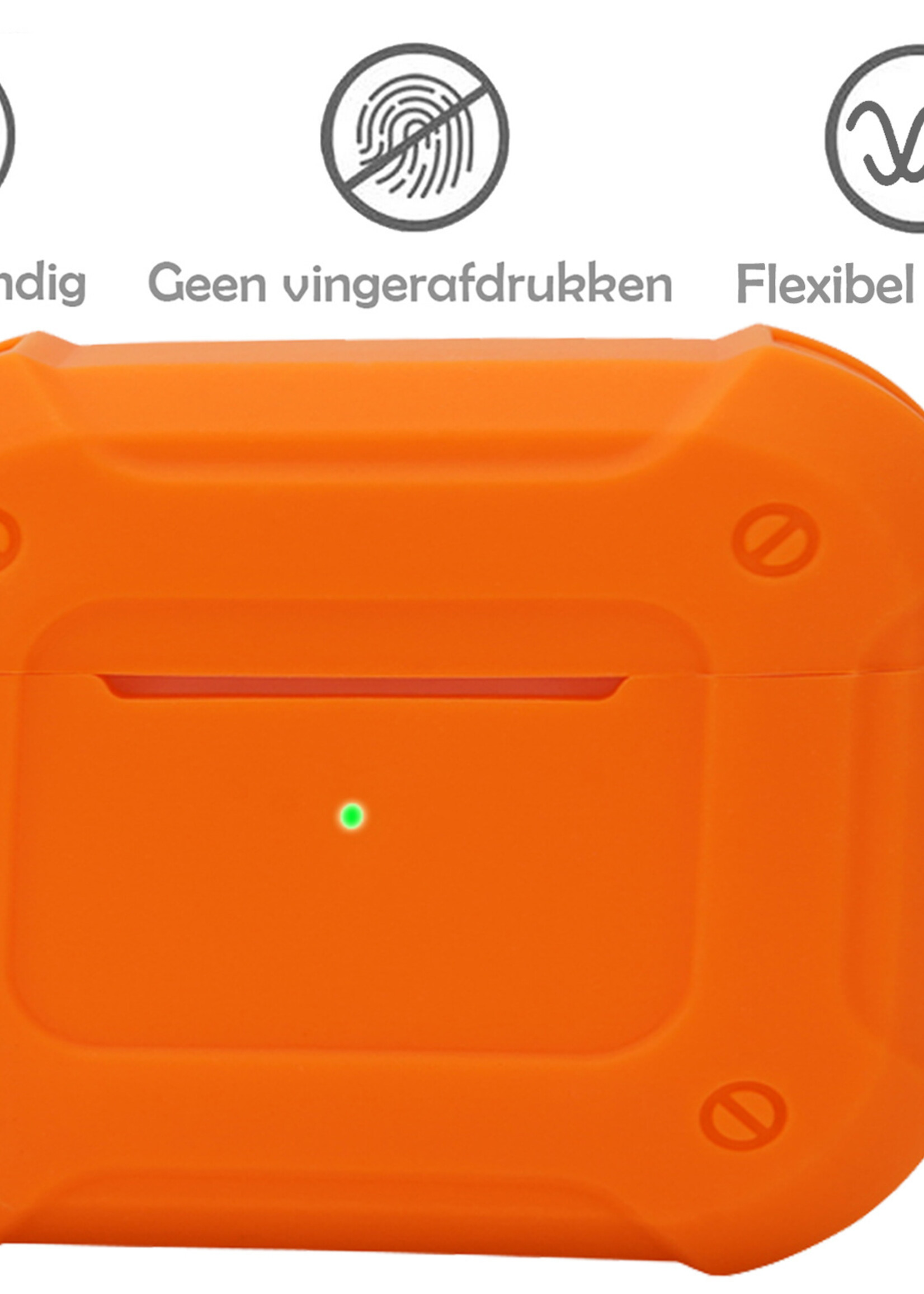 LUQ Hoesje Geschikt voor AirPods 3 Hoesje Siliconen Case Schockproof Met Karabijnhaak - Hoes Geschikt voor Apple AirPods 3 Case Hoesje - Oranje