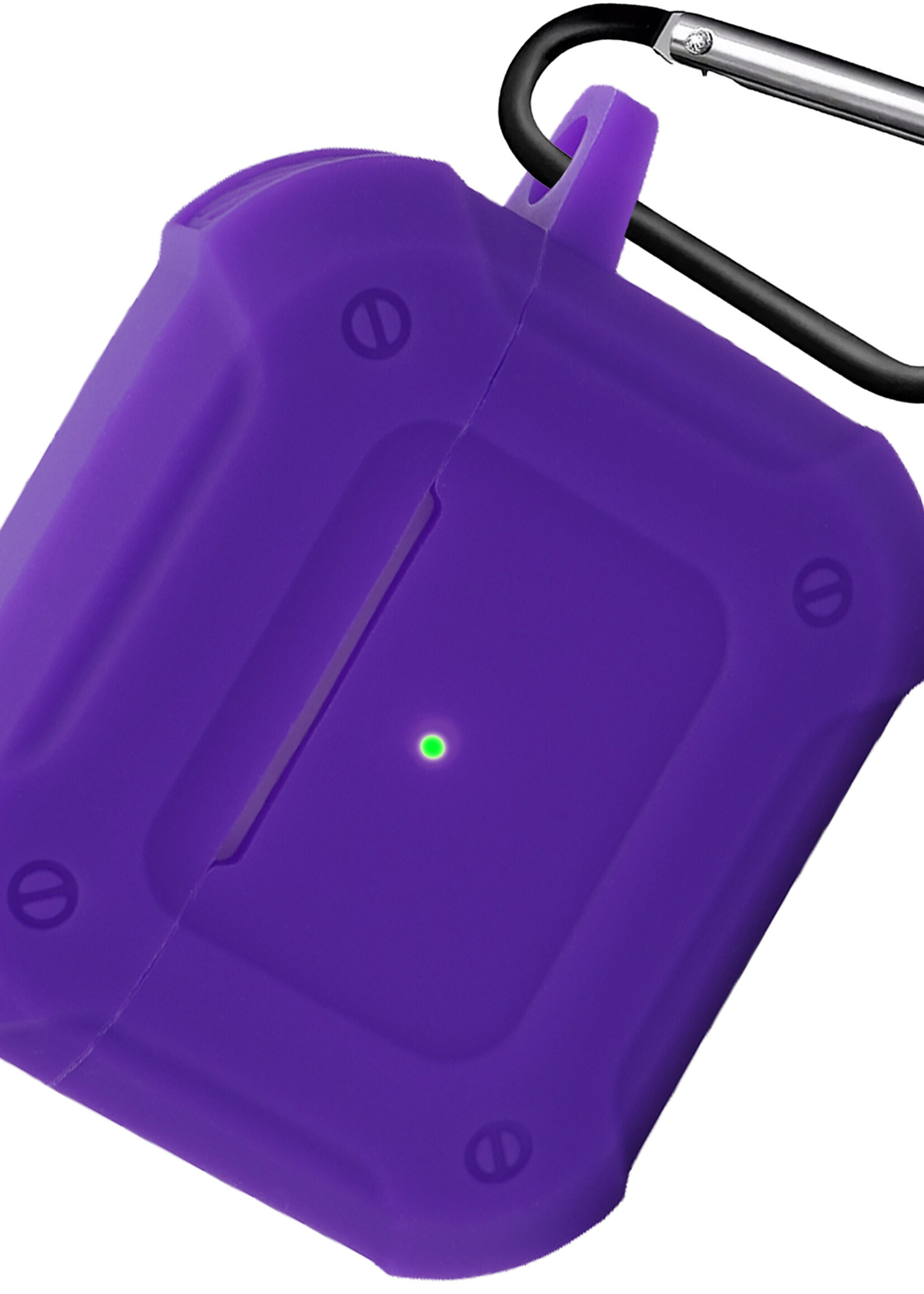 LUQ Hoesje Geschikt voor AirPods 3 Hoesje Siliconen Case Schockproof Met Karabijnhaak - Hoes Geschikt voor Apple AirPods 3 Case Hoesje - Paars