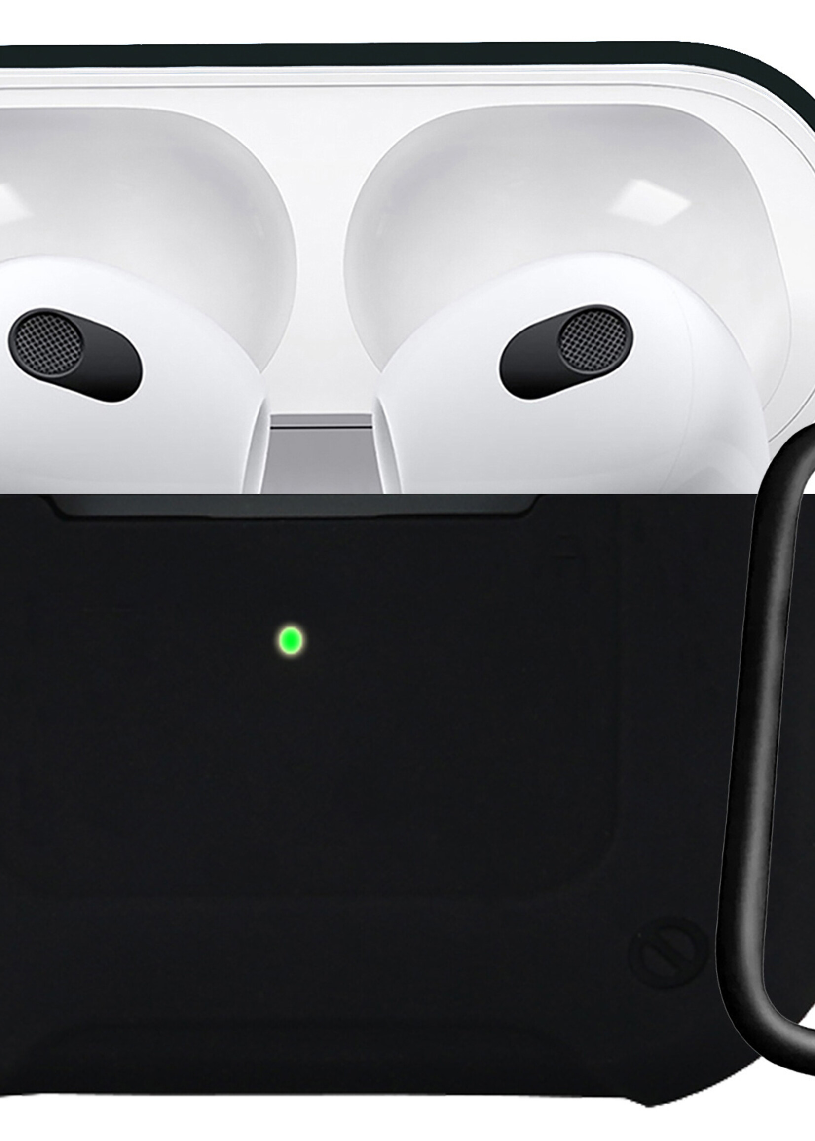 LUQ Hoesje Geschikt voor AirPods 3 Hoesje Siliconen Case Schockproof Met Karabijnhaak - Hoes Geschikt voor Apple AirPods 3 Case Hoesje - Zwart