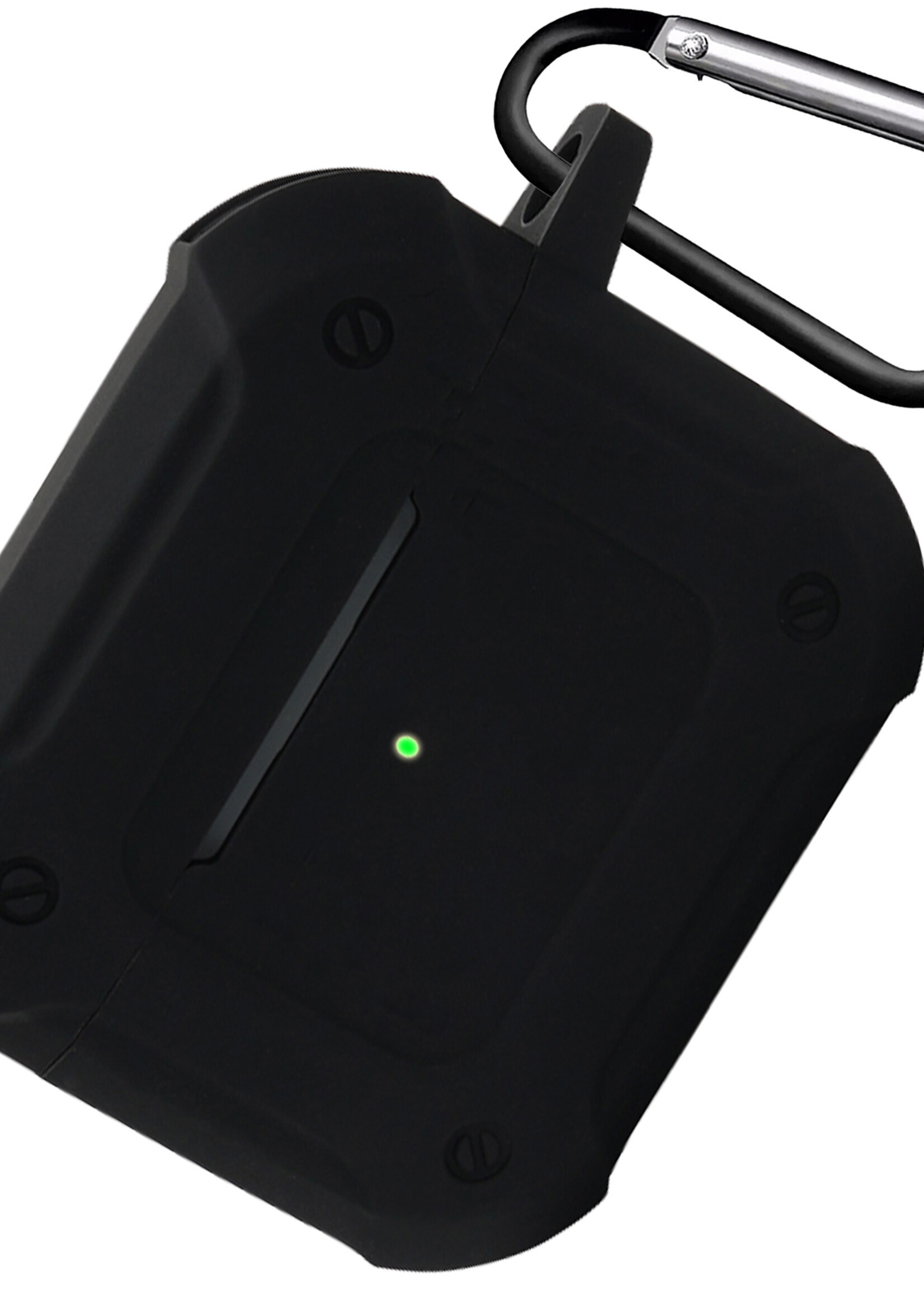 LUQ Hoesje Geschikt voor AirPods 3 Hoesje Siliconen Case Schockproof Met Karabijnhaak - Hoes Geschikt voor Apple AirPods 3 Case Hoesje - Zwart