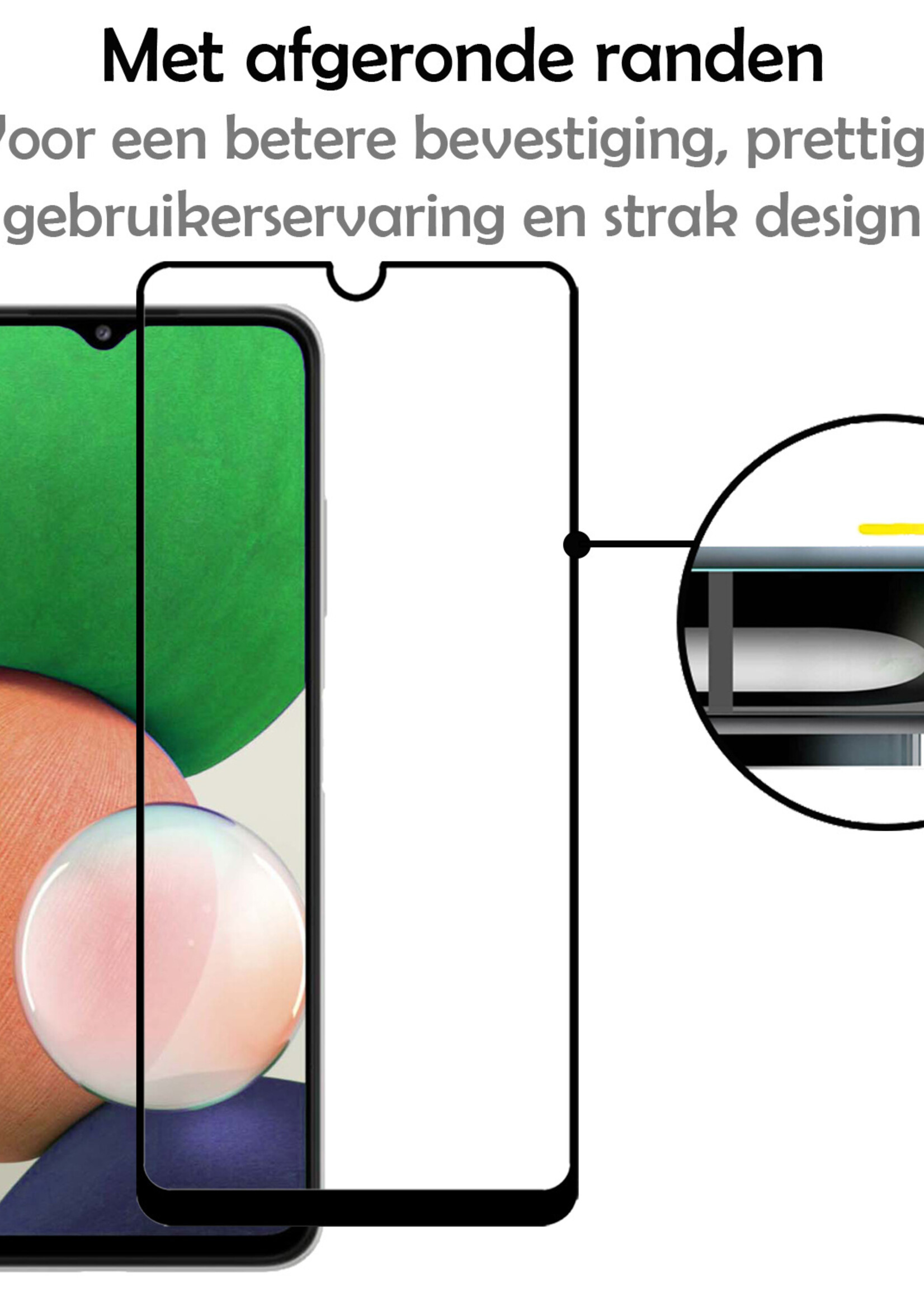 LUQ Screenprotector Geschikt voor Samsung M22 Screenprotector Glas Full Cover - Screenprotector Geschikt voor Samsung Galaxy M22 Screenprotector Full Cover