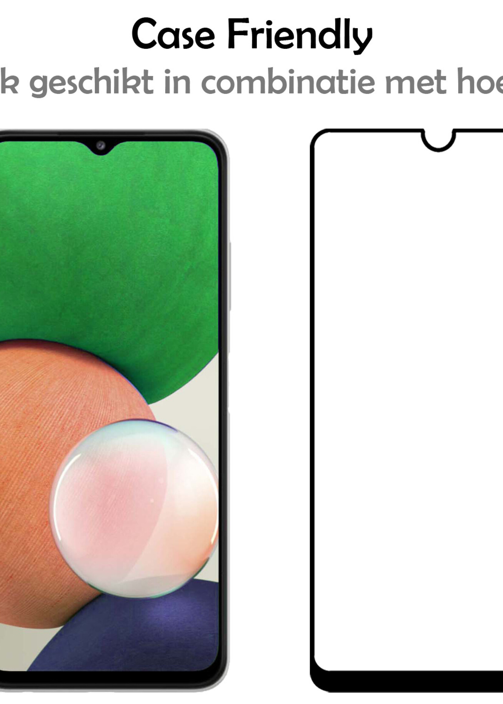 LUQ Screenprotector Geschikt voor Samsung M22 Screenprotector Glas Full Cover - Screenprotector Geschikt voor Samsung Galaxy M22 Screenprotector Full Cover