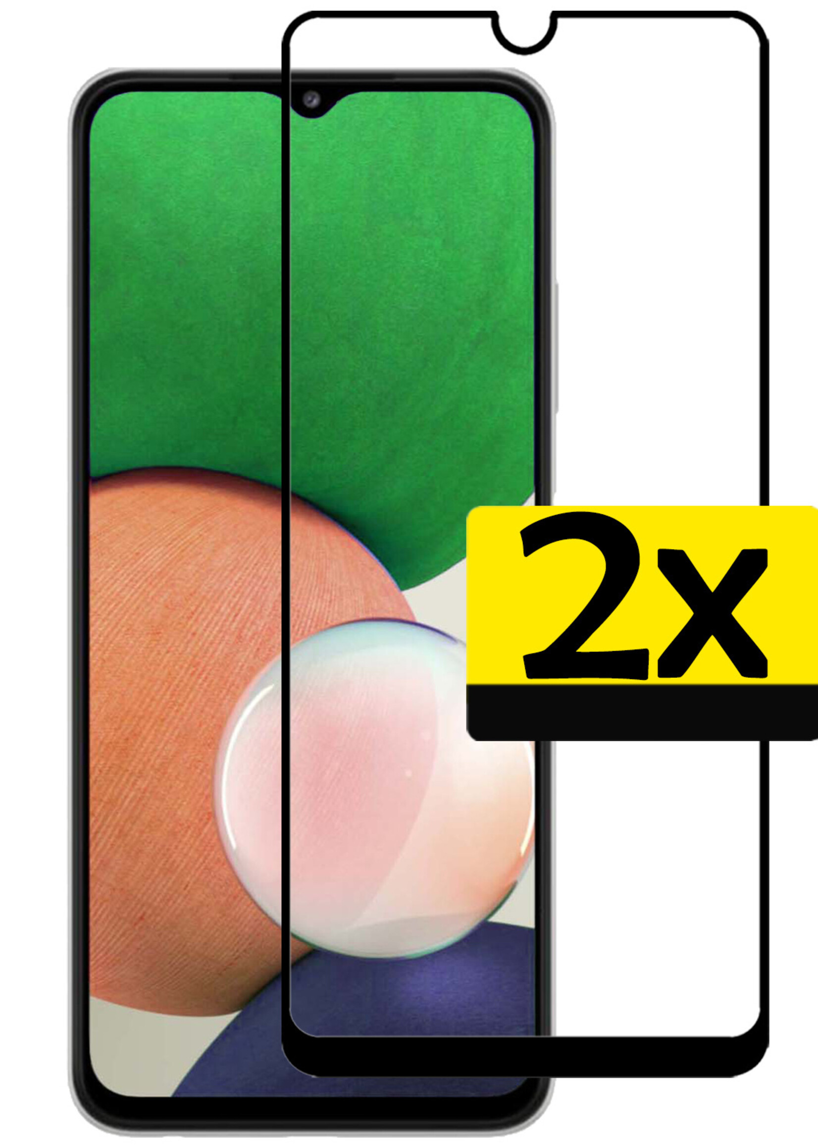 LUQ Screenprotector Geschikt voor Samsung M22 Screenprotector Glas Full Cover - Screenprotector Geschikt voor Samsung Galaxy M22 Screenprotector Full Cover - 2 Stuks