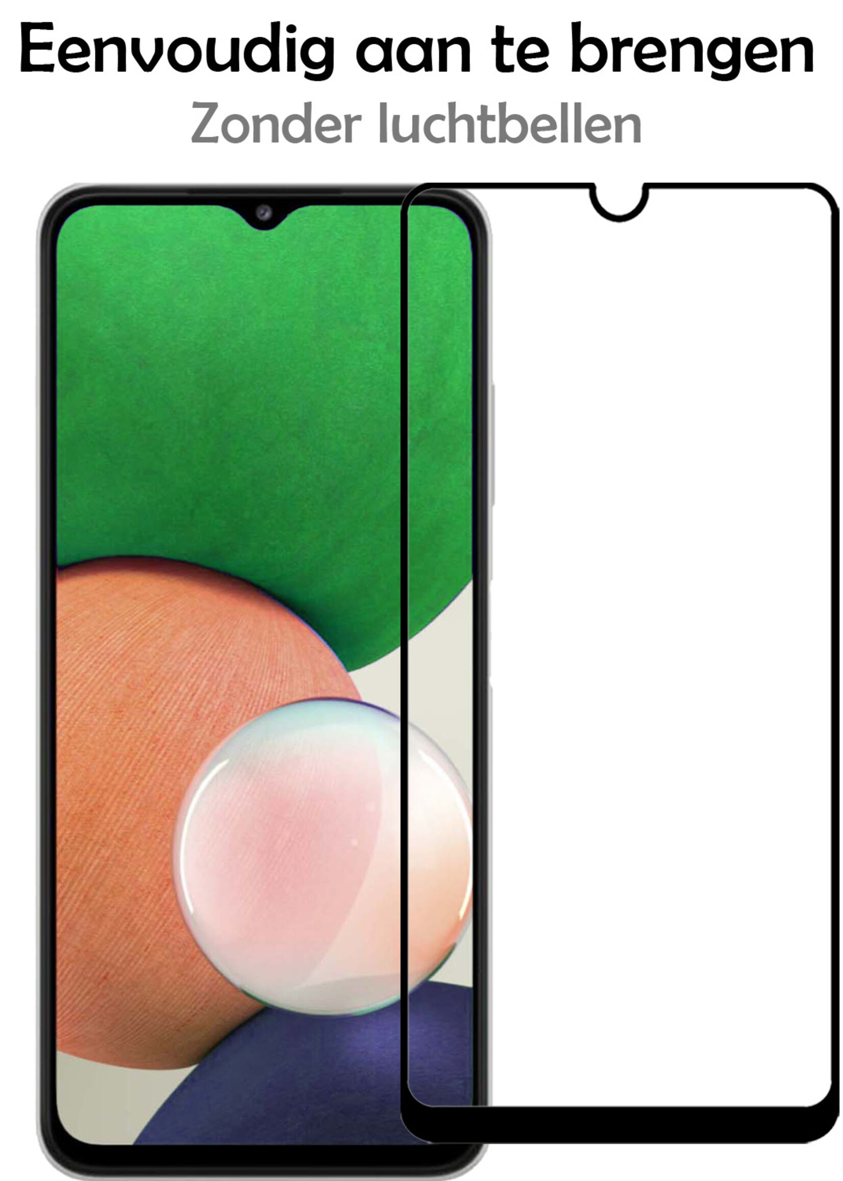 LUQ Screenprotector Geschikt voor Samsung M22 Screenprotector Glas Full Cover - Screenprotector Geschikt voor Samsung Galaxy M22 Screenprotector Full Cover - 2 Stuks