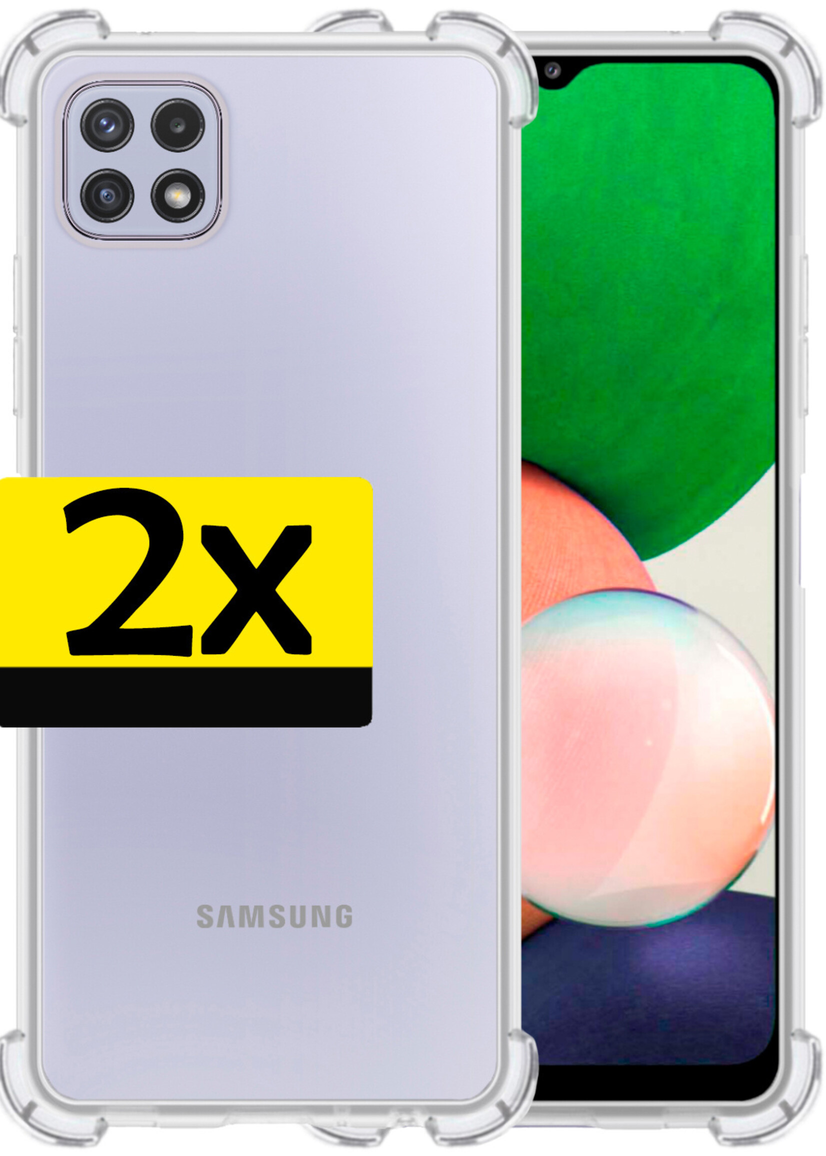 LUQ Hoesje Geschikt voor Samsung M22 Hoesje Shockproof Case Siliconen - Hoes Geschikt voor Samsung Galaxy M22 Hoes Cover Siliconen - Transparant - 2 Stuks