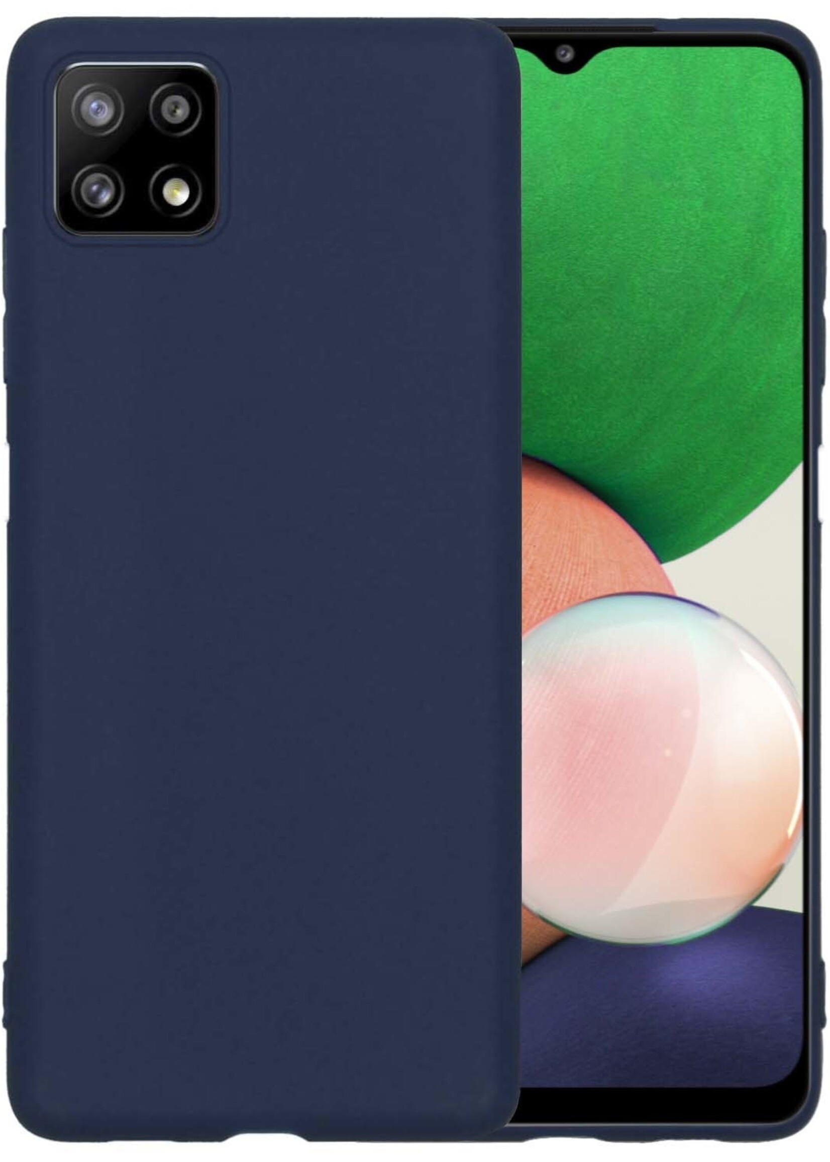 LUQ Hoesje Geschikt voor Samsung M22 Hoesje Siliconen Case - Hoes Geschikt voor Samsung Galaxy M22 Hoes Siliconen - Donkerblauw
