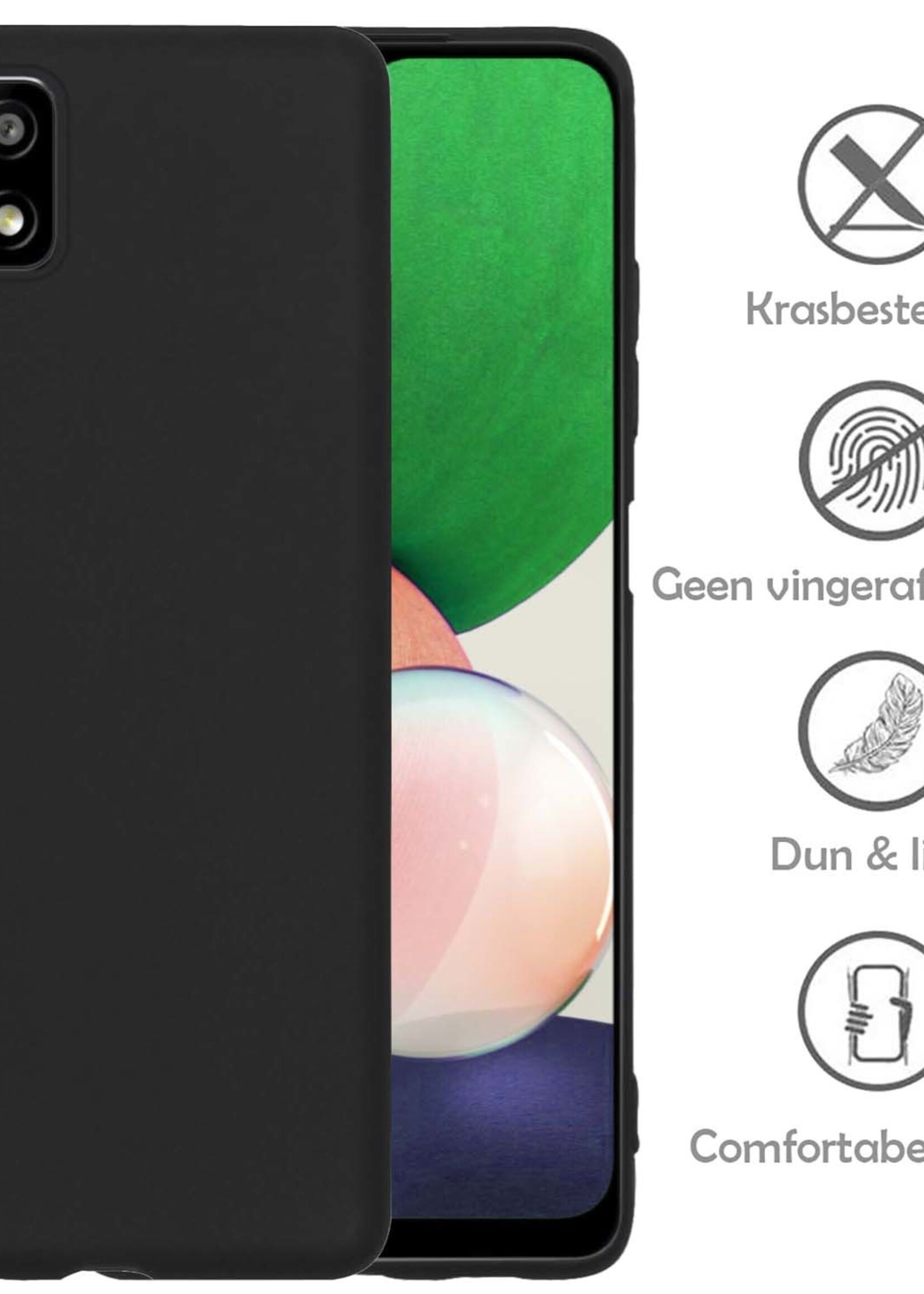 LUQ Hoesje Geschikt voor Samsung M22 Hoesje Siliconen Case - Hoes Geschikt voor Samsung Galaxy M22 Hoes Siliconen - Zwart - 2 Stuks