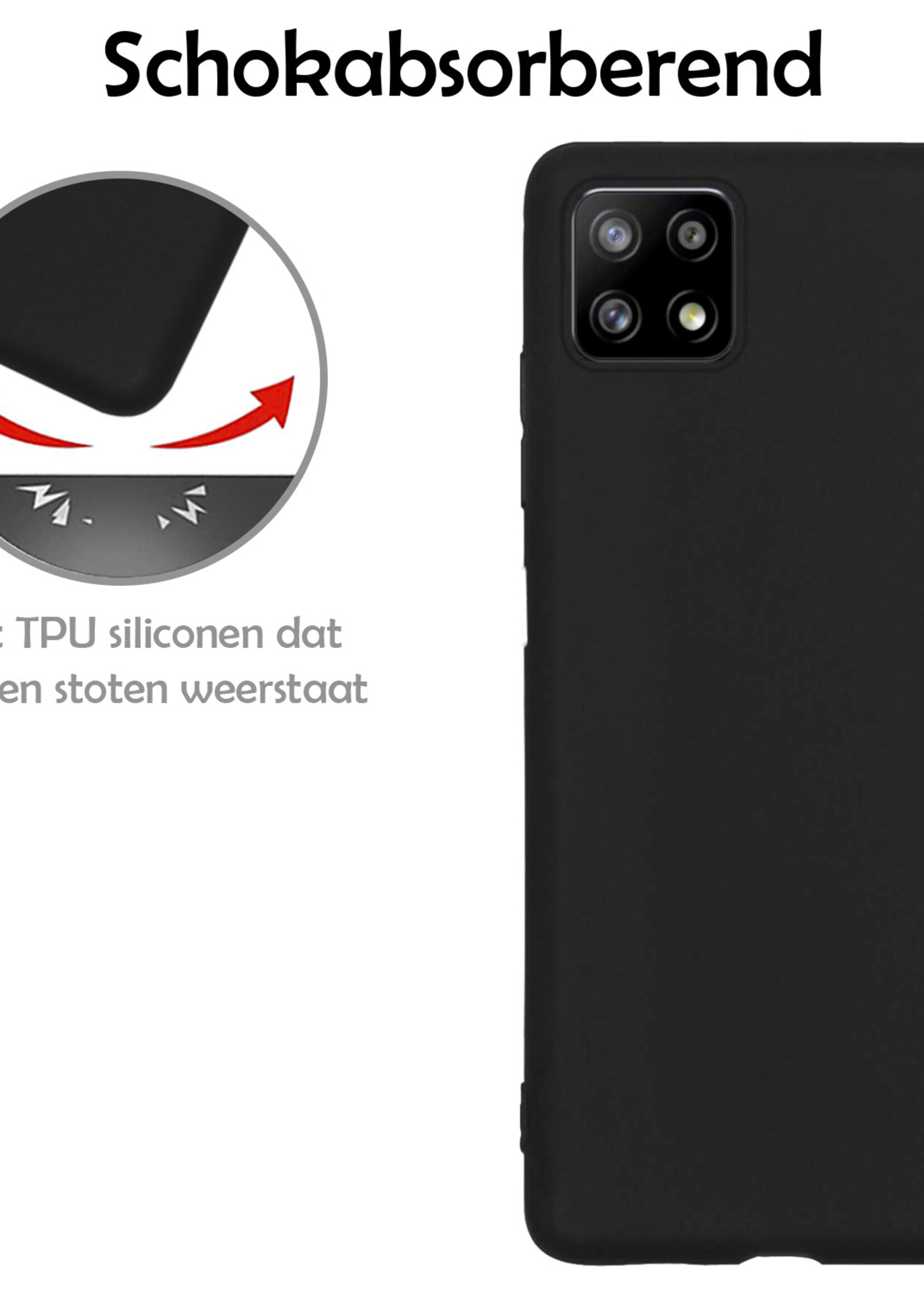 LUQ Hoesje Geschikt voor Samsung M22 Hoesje Siliconen Case - Hoes Geschikt voor Samsung Galaxy M22 Hoes Siliconen - Zwart - 2 Stuks