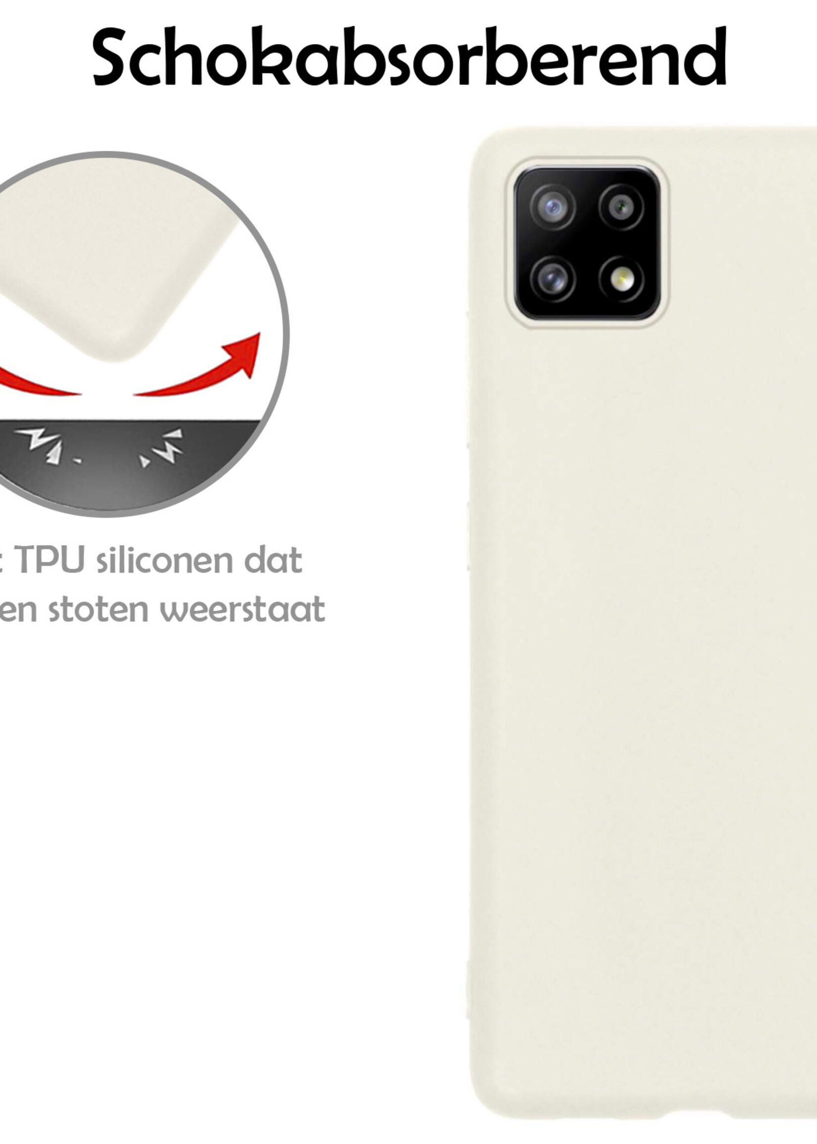 LUQ Hoesje Geschikt voor Samsung M22 Hoesje Siliconen Case - Hoes Geschikt voor Samsung Galaxy M22 Hoes Siliconen - Wit - 2 Stuks