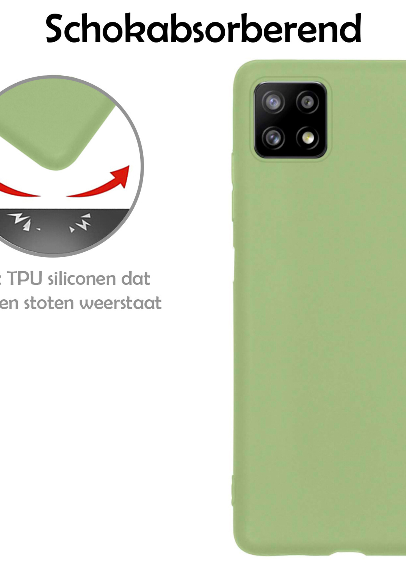 LUQ Hoesje Geschikt voor Samsung M22 Hoesje Siliconen Case - Hoes Geschikt voor Samsung Galaxy M22 Hoes Siliconen - Groen - 2 Stuks