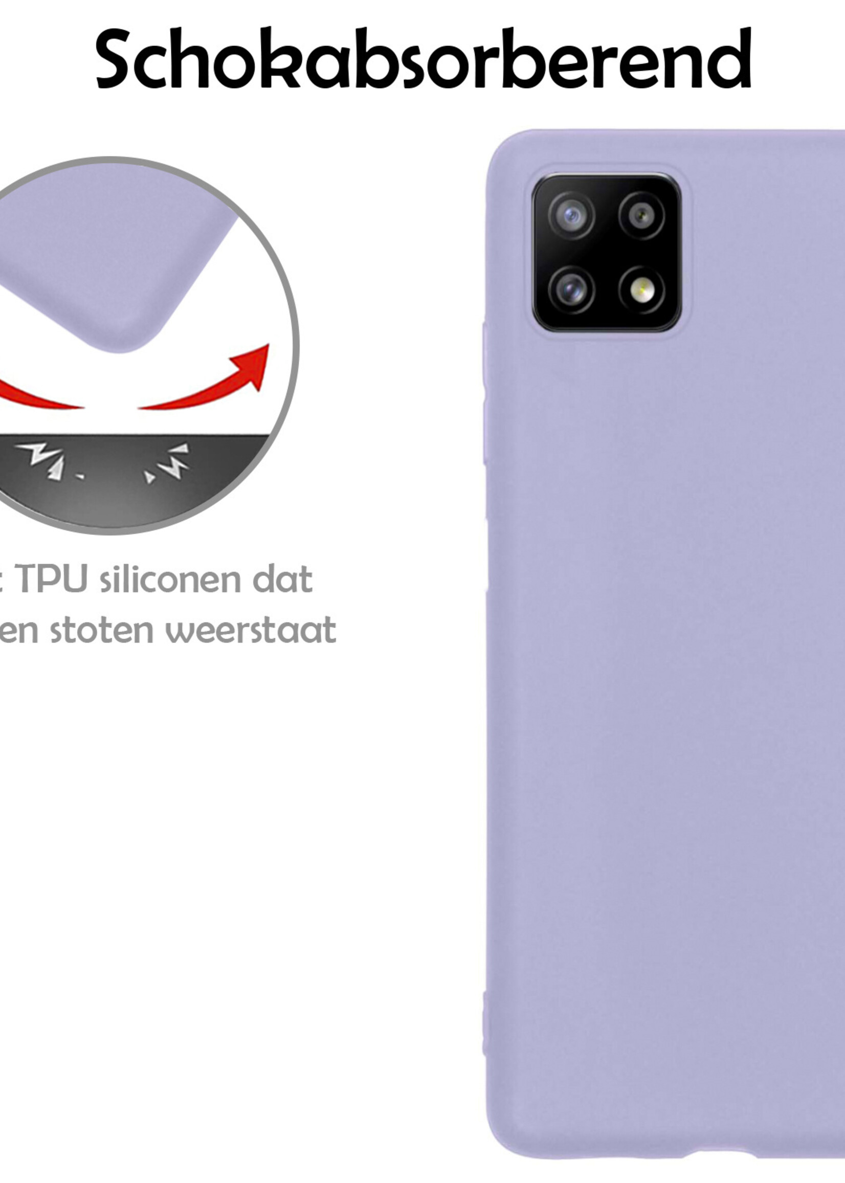 LUQ Hoesje Geschikt voor Samsung M22 Hoesje Siliconen Case - Hoes Geschikt voor Samsung Galaxy M22 Hoes Siliconen - Lila - 2 Stuks