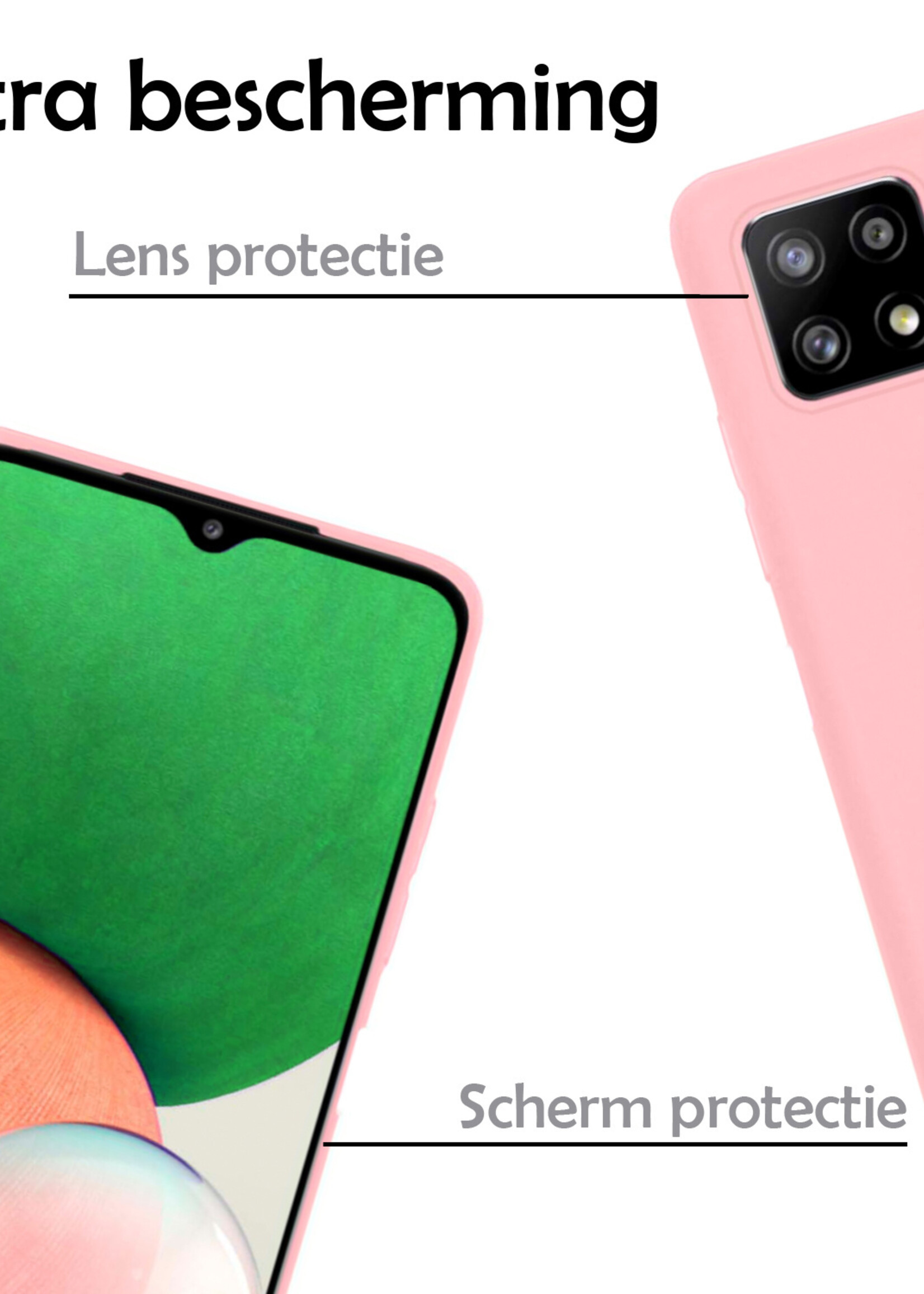 LUQ Hoesje Geschikt voor Samsung M22 Hoesje Siliconen Case - Hoes Geschikt voor Samsung Galaxy M22 Hoes Siliconen - Roze - 2 Stuks