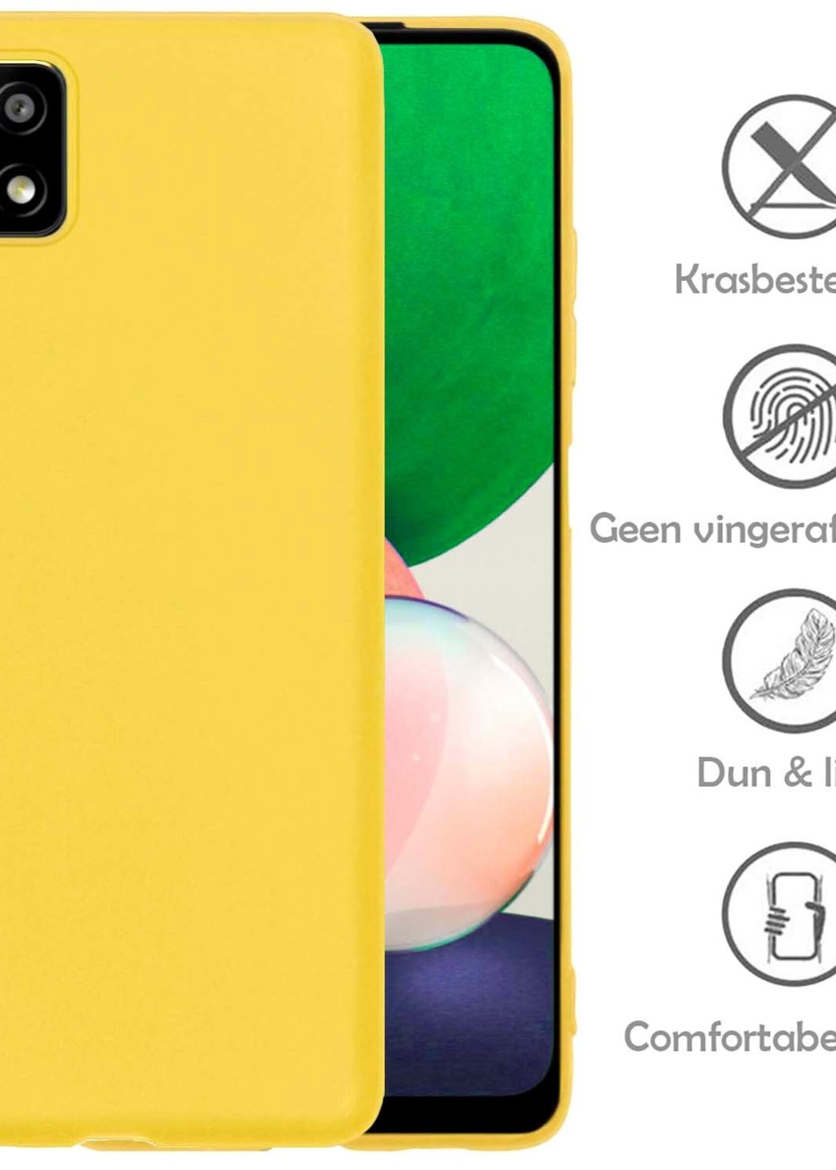 LUQ Hoesje Geschikt voor Samsung M22 Hoesje Siliconen Case - Hoes Geschikt voor Samsung Galaxy M22 Hoes Siliconen - Geel - 2 Stuks