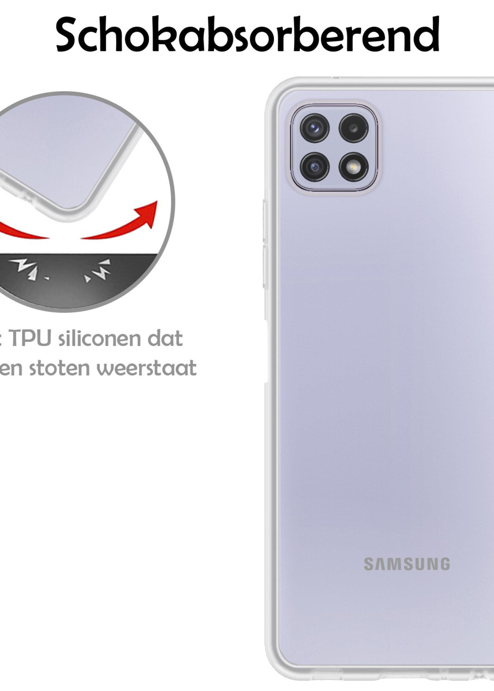 LUQ Hoesje Geschikt voor Samsung M22 Hoesje Siliconen Case Met Screenprotector - Hoes Geschikt voor Samsung Galaxy M22 Hoes Siliconen - Transparant