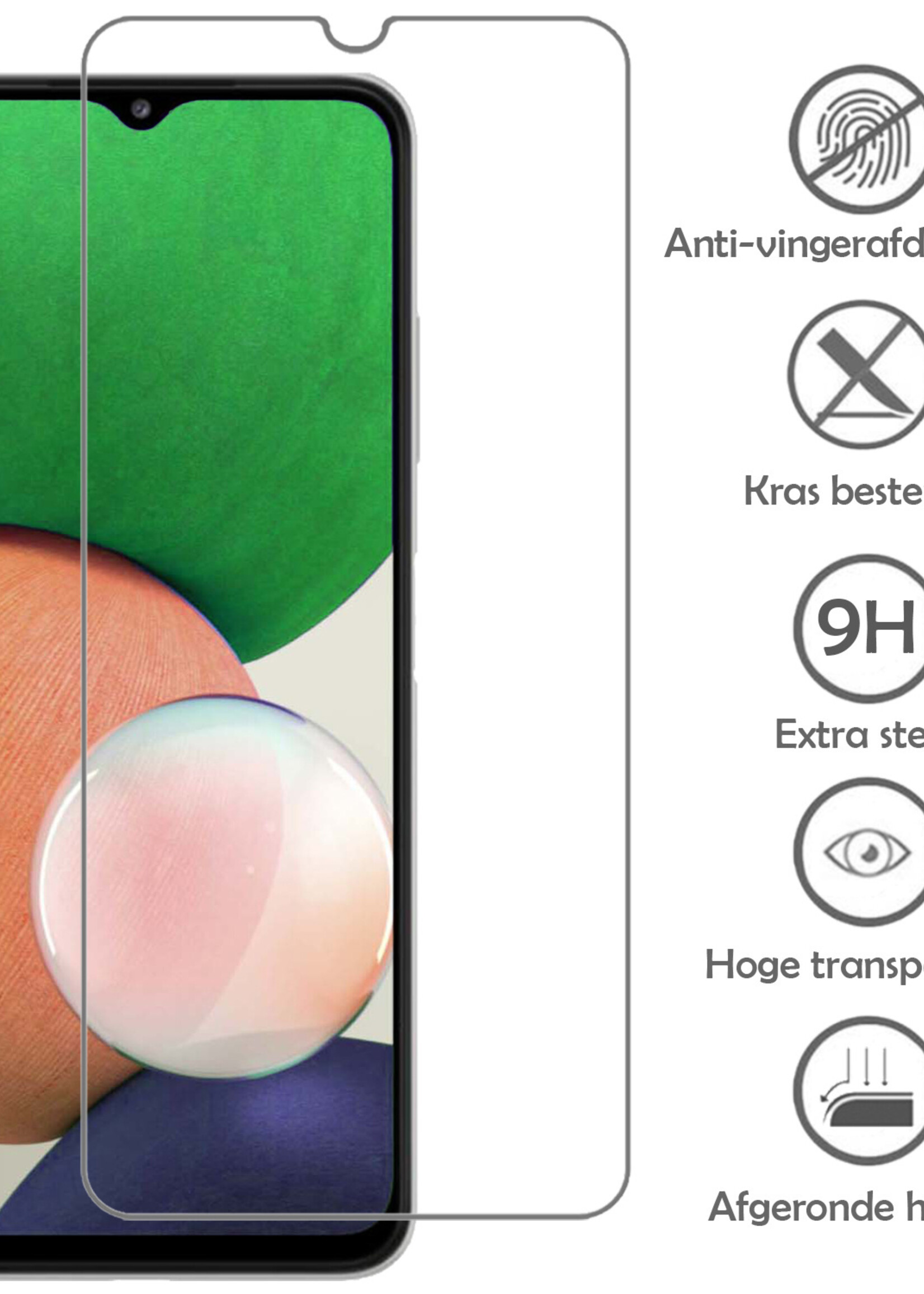 LUQ Hoesje Geschikt voor Samsung M22 Hoesje Siliconen Case Met Screenprotector - Hoes Geschikt voor Samsung Galaxy M22 Hoes Siliconen - Transparant