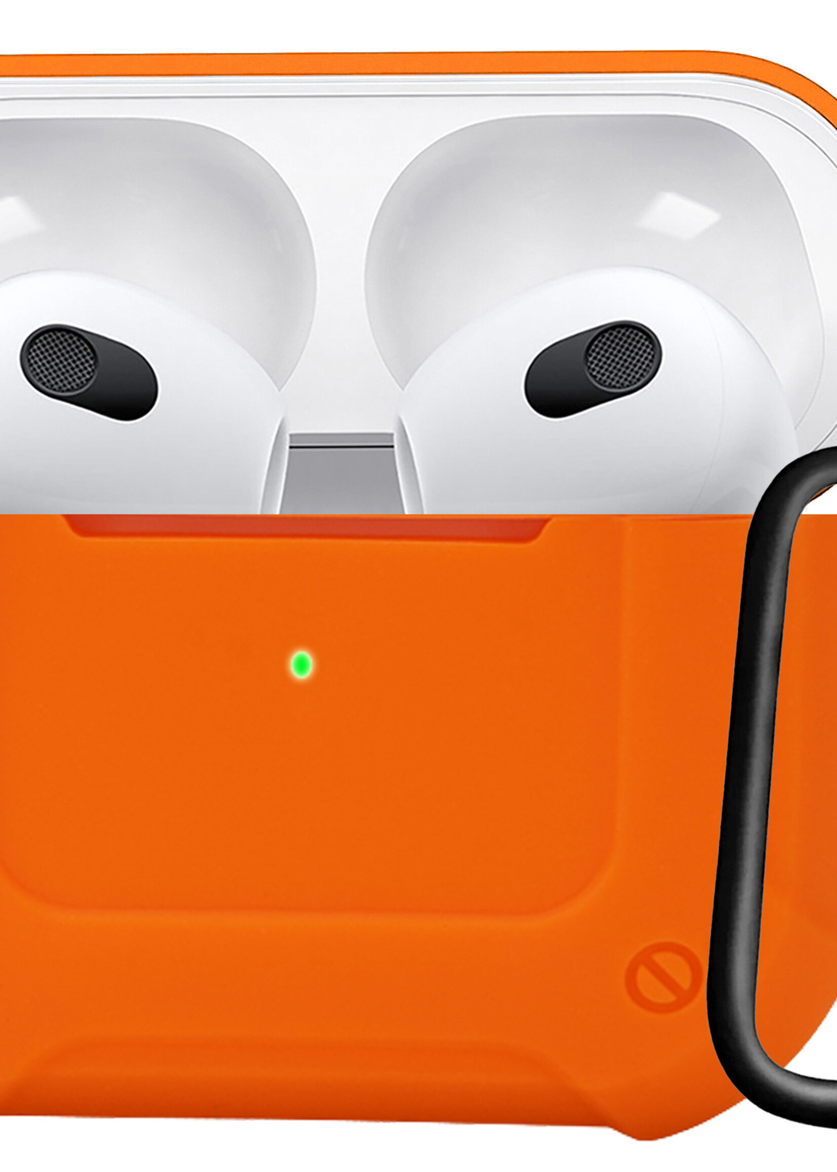 LUQ Hoesje Geschikt voor AirPods 3 Hoesje Siliconen Case Schockproof Met Karabijnhaak - Hoes Geschikt voor Apple AirPods 3 Case Hoesje - Oranje