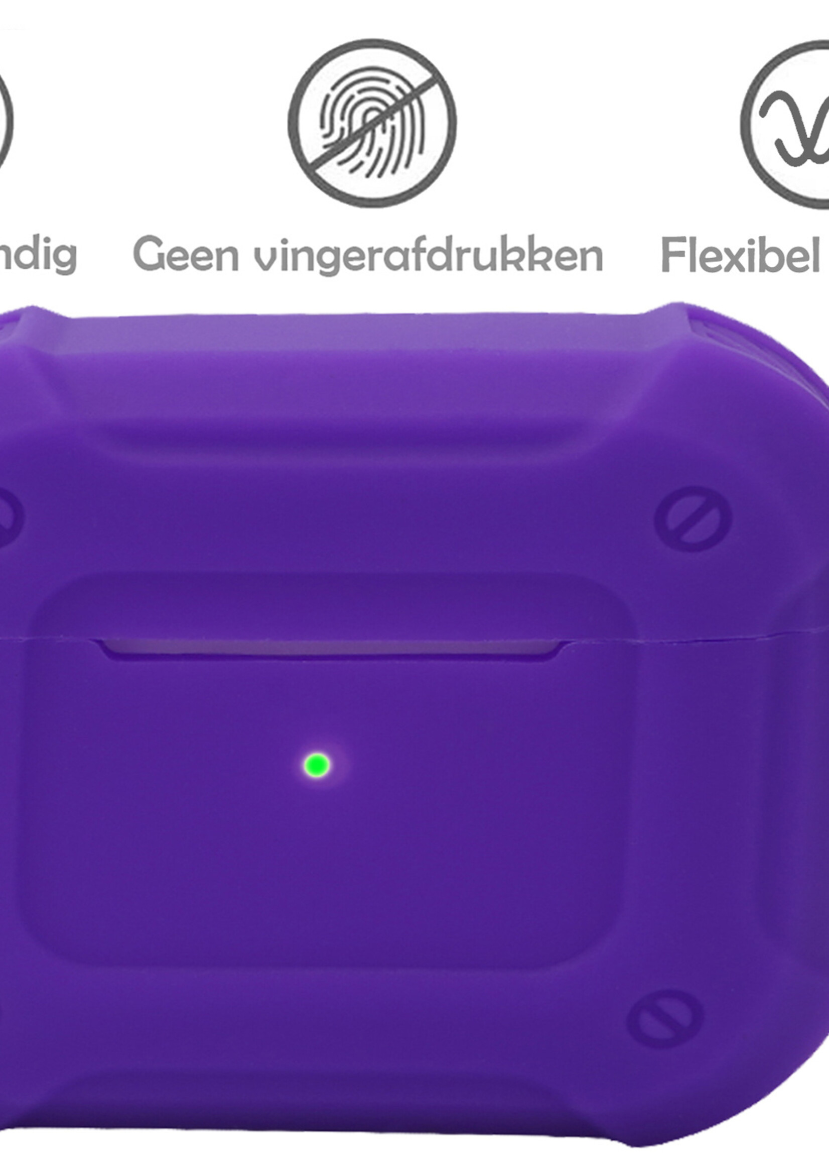 LUQ Hoesje Geschikt voor AirPods 3 Hoesje Siliconen Case Schockproof Met Karabijnhaak - Hoes Geschikt voor Apple AirPods 3 Case Hoesje - Paars