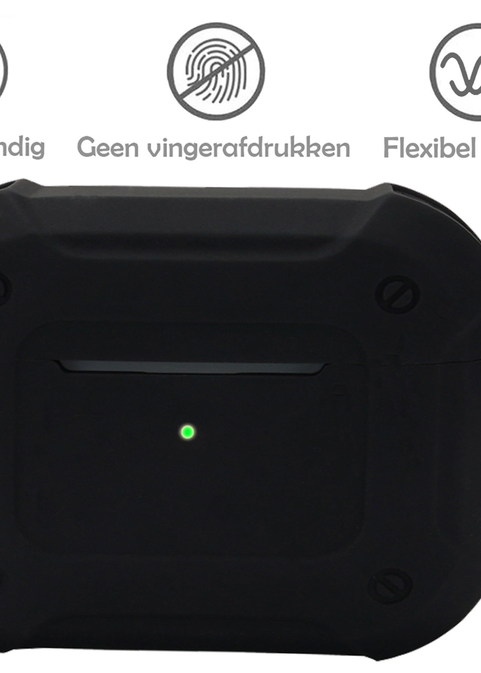 LUQ Hoesje Geschikt voor AirPods 3 Hoesje Siliconen Case Schockproof Met Karabijnhaak - Hoes Geschikt voor Apple AirPods 3 Case Hoesje - Zwart