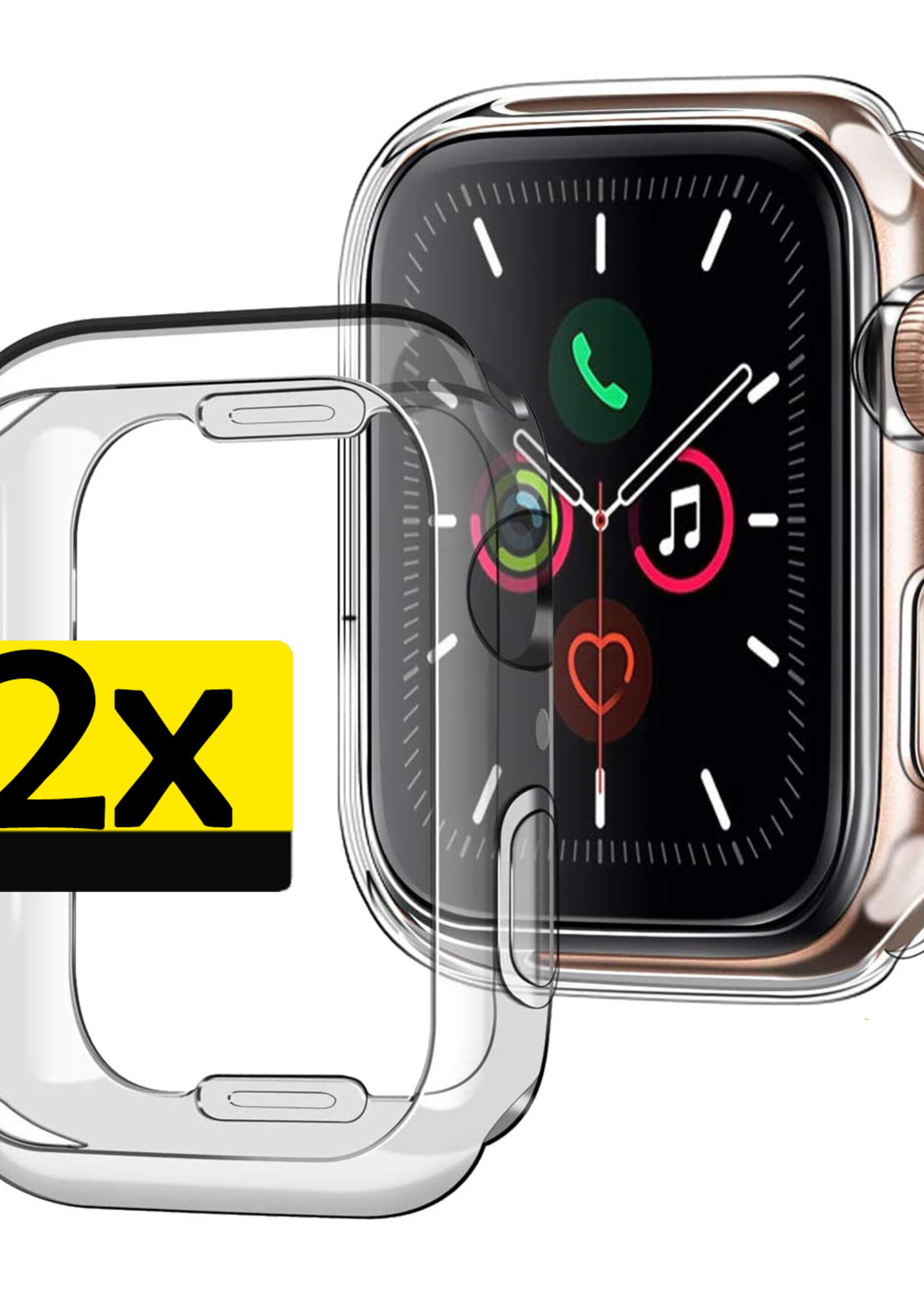 LUQ Siliconen Hoesje Geschikt voor Apple Watch Series 7 45 mm Hoes Case - Hoes Geschikt voor Apple Watch Series 7 45 mm Case - Transparant - 2 Stuks