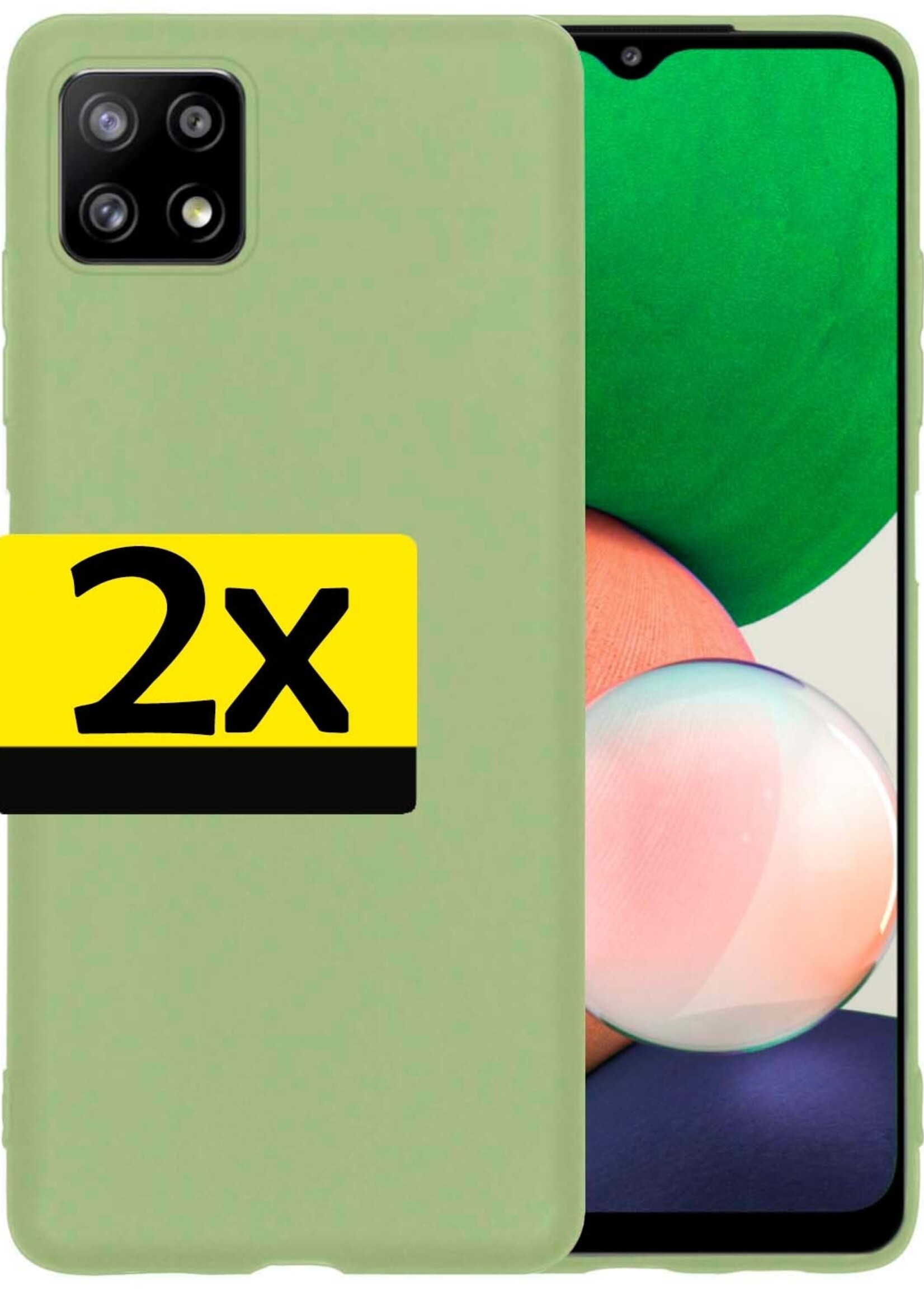 LUQ Hoesje Geschikt voor Samsung M22 Hoesje Siliconen Case - Hoes Geschikt voor Samsung Galaxy M22 Hoes Siliconen - Groen - 2 Stuks