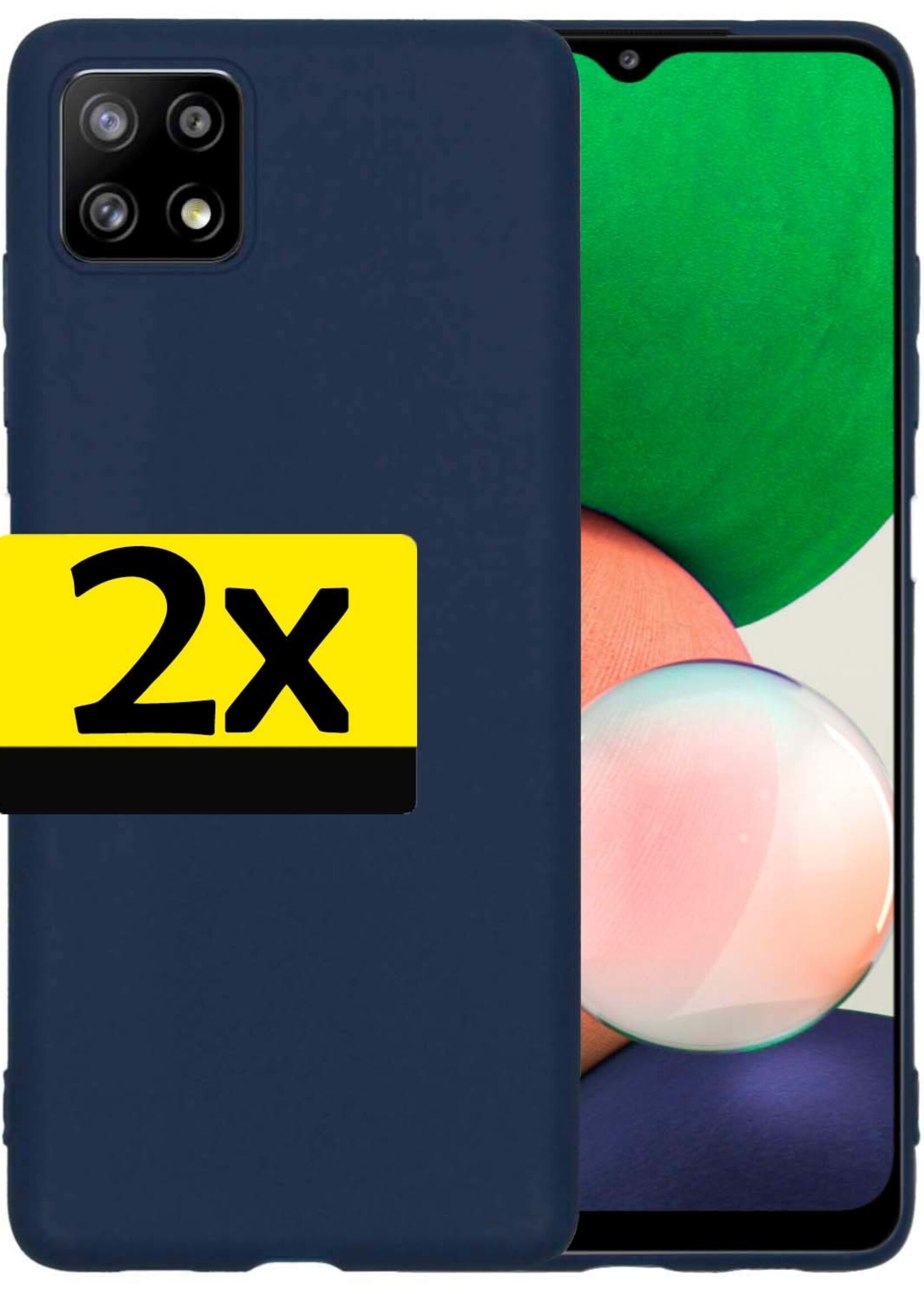 LUQ Hoesje Geschikt voor Samsung M22 Hoesje Siliconen Case - Hoes Geschikt voor Samsung Galaxy M22 Hoes Siliconen - Donkerblauw - 2 Stuks