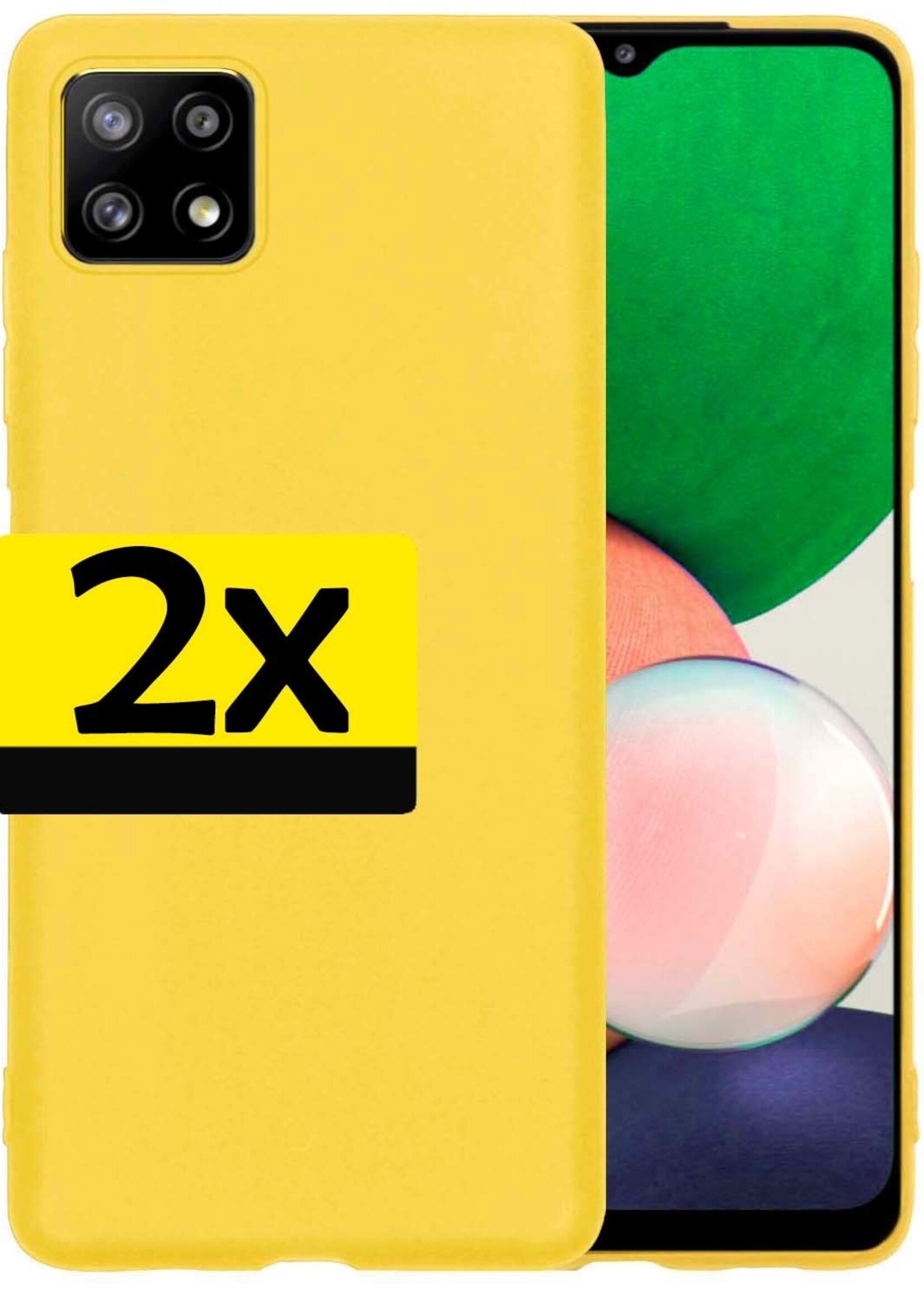 LUQ Hoesje Geschikt voor Samsung M22 Hoesje Siliconen Case - Hoes Geschikt voor Samsung Galaxy M22 Hoes Siliconen - Geel - 2 Stuks