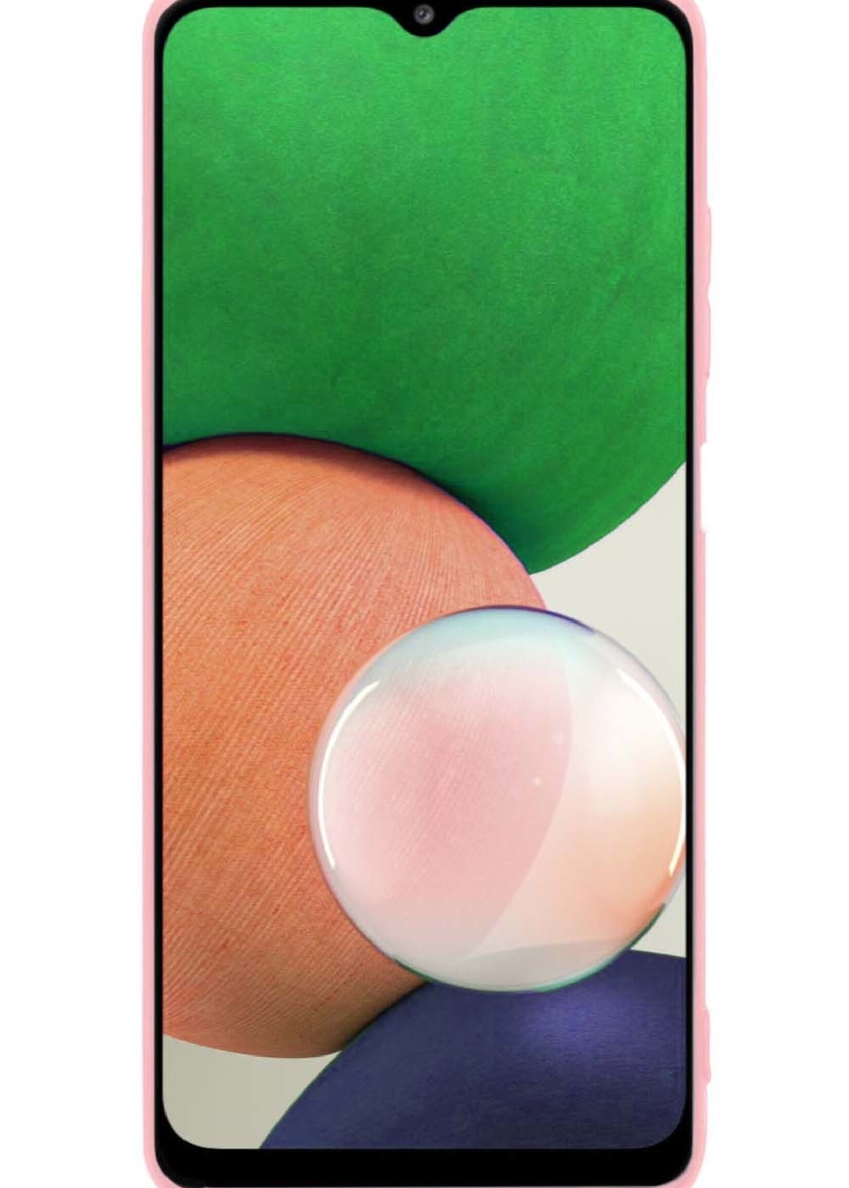 LUQ Hoesje Geschikt voor Samsung M22 Hoesje Siliconen Case Met Screenprotector - Hoes Geschikt voor Samsung Galaxy M22 Hoes Siliconen - Roze