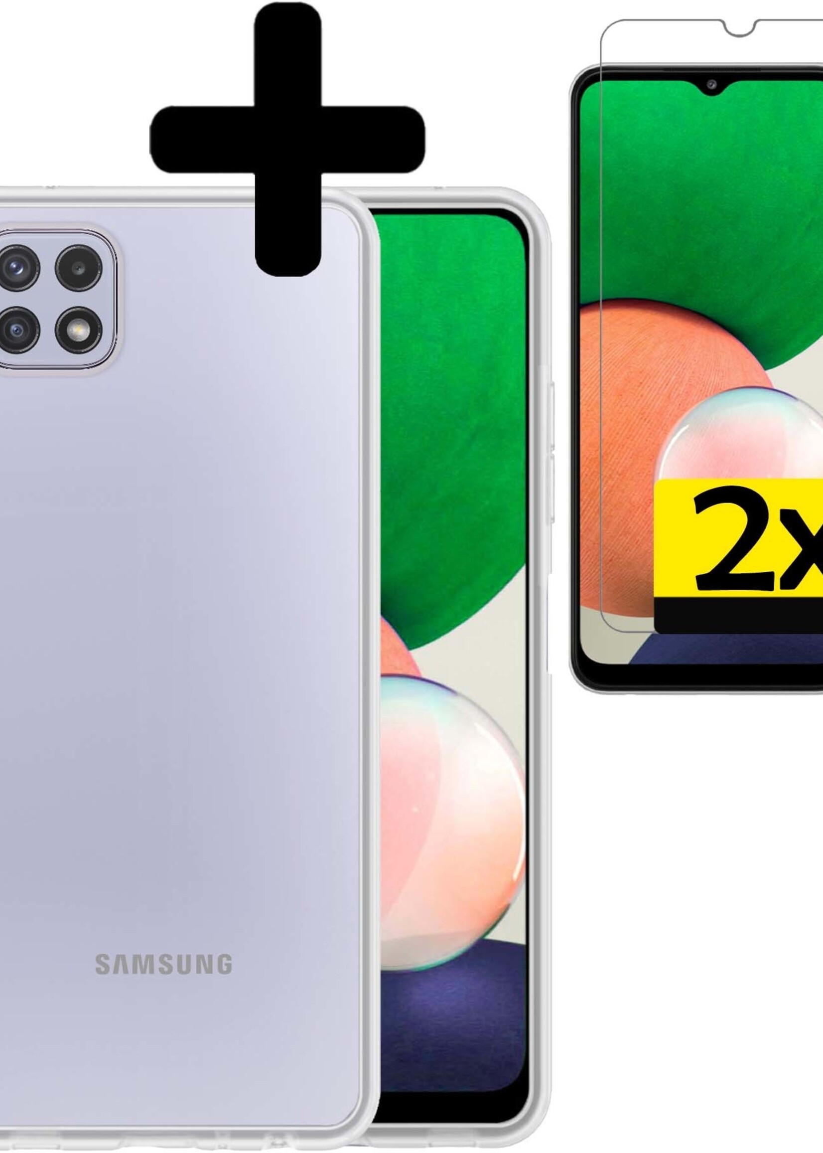 LUQ Hoesje Geschikt voor Samsung M22 Hoesje Siliconen Case Met 2x Screenprotector - Hoes Geschikt voor Samsung Galaxy M22 Hoes Siliconen - Transparant