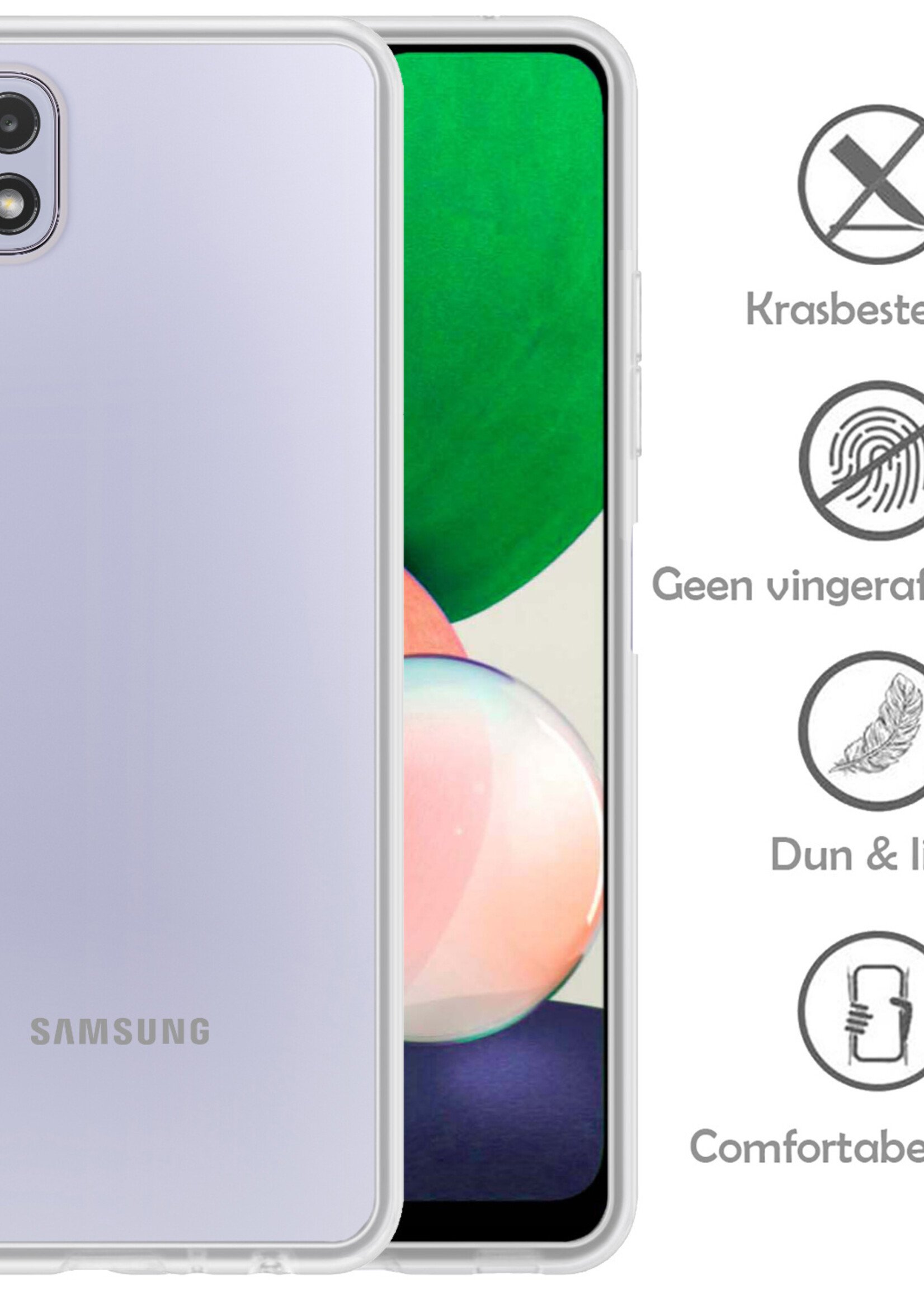 LUQ Hoesje Geschikt voor Samsung M22 Hoesje Siliconen Case Met 2x Screenprotector - Hoes Geschikt voor Samsung Galaxy M22 Hoes Siliconen - Transparant