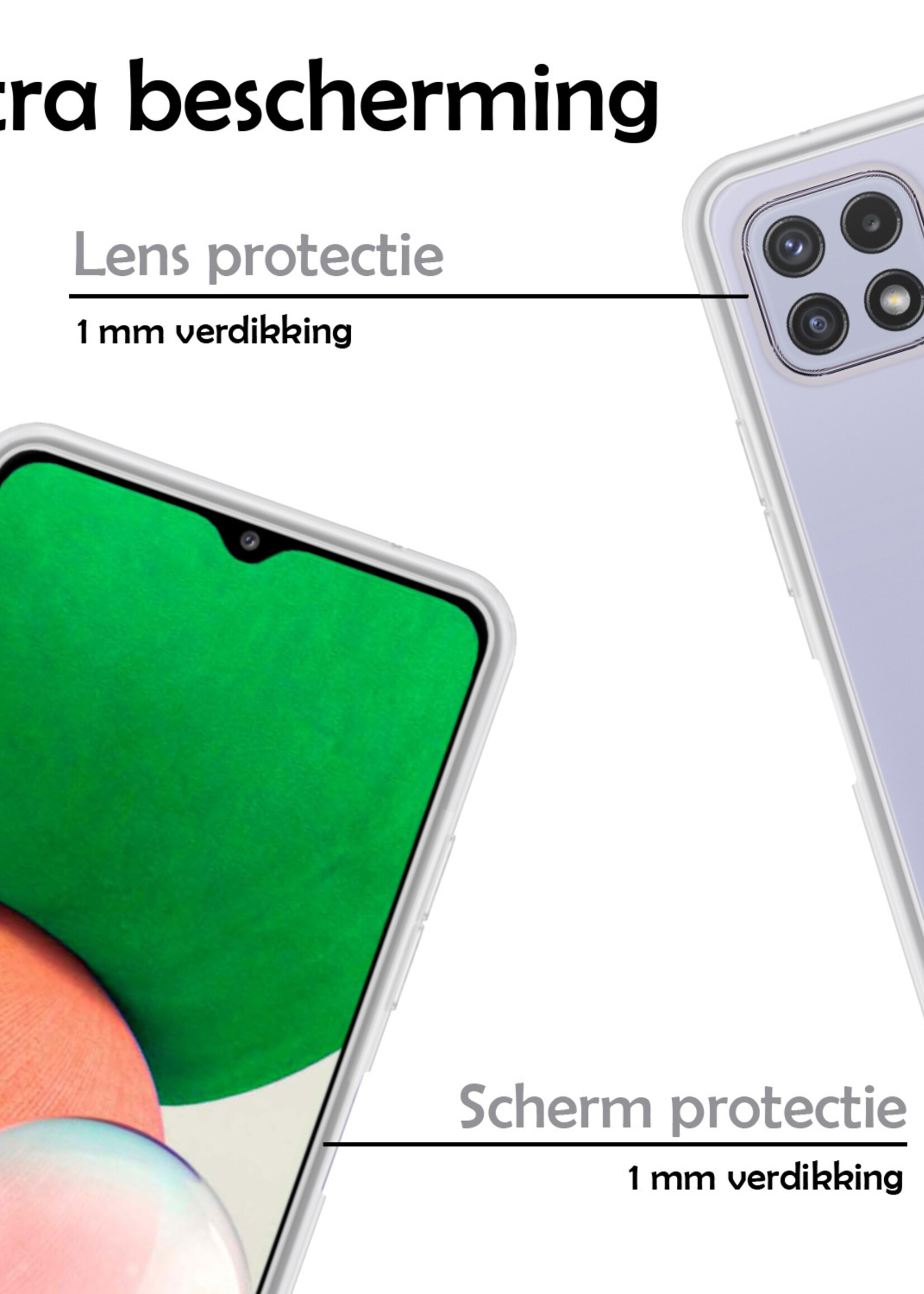 LUQ Hoesje Geschikt voor Samsung M22 Hoesje Siliconen Case Met 2x Screenprotector - Hoes Geschikt voor Samsung Galaxy M22 Hoes Siliconen - Transparant