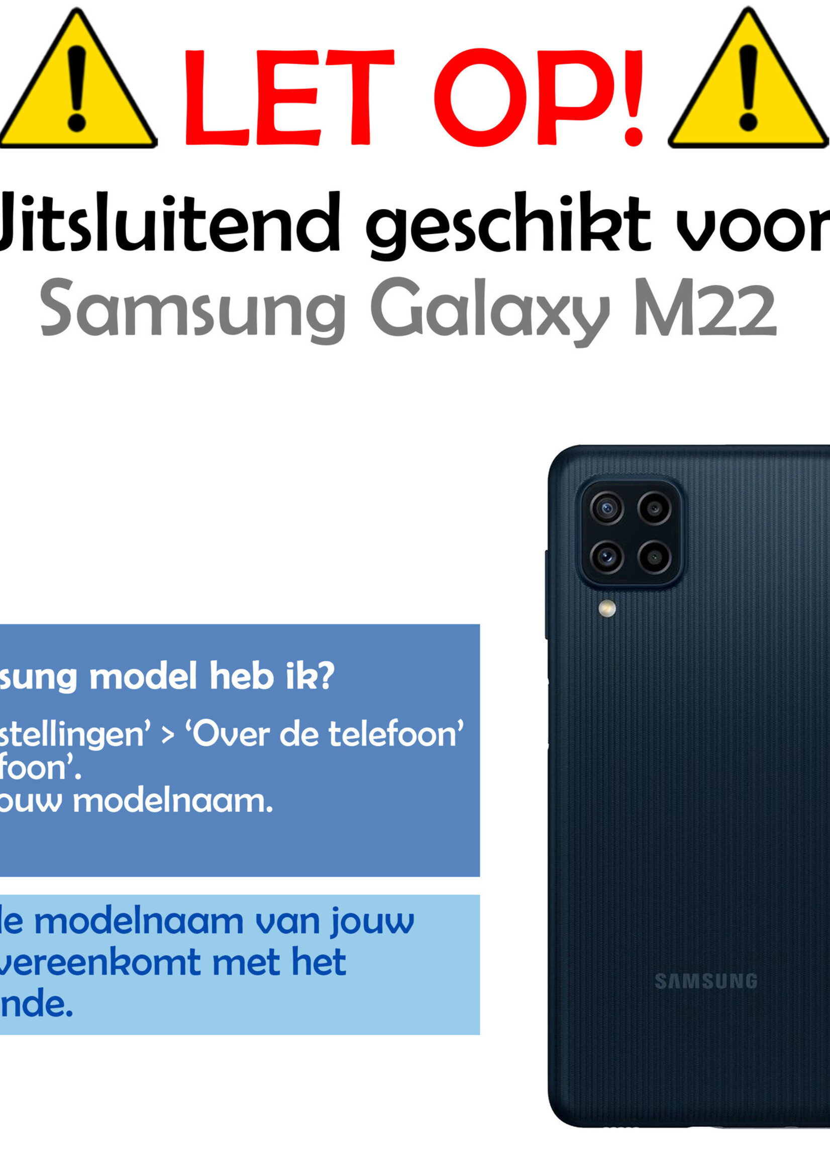 LUQ Hoesje Geschikt voor Samsung M22 Hoesje Siliconen Case Met 2x Screenprotector - Hoes Geschikt voor Samsung Galaxy M22 Hoes Siliconen - Donkerblauw
