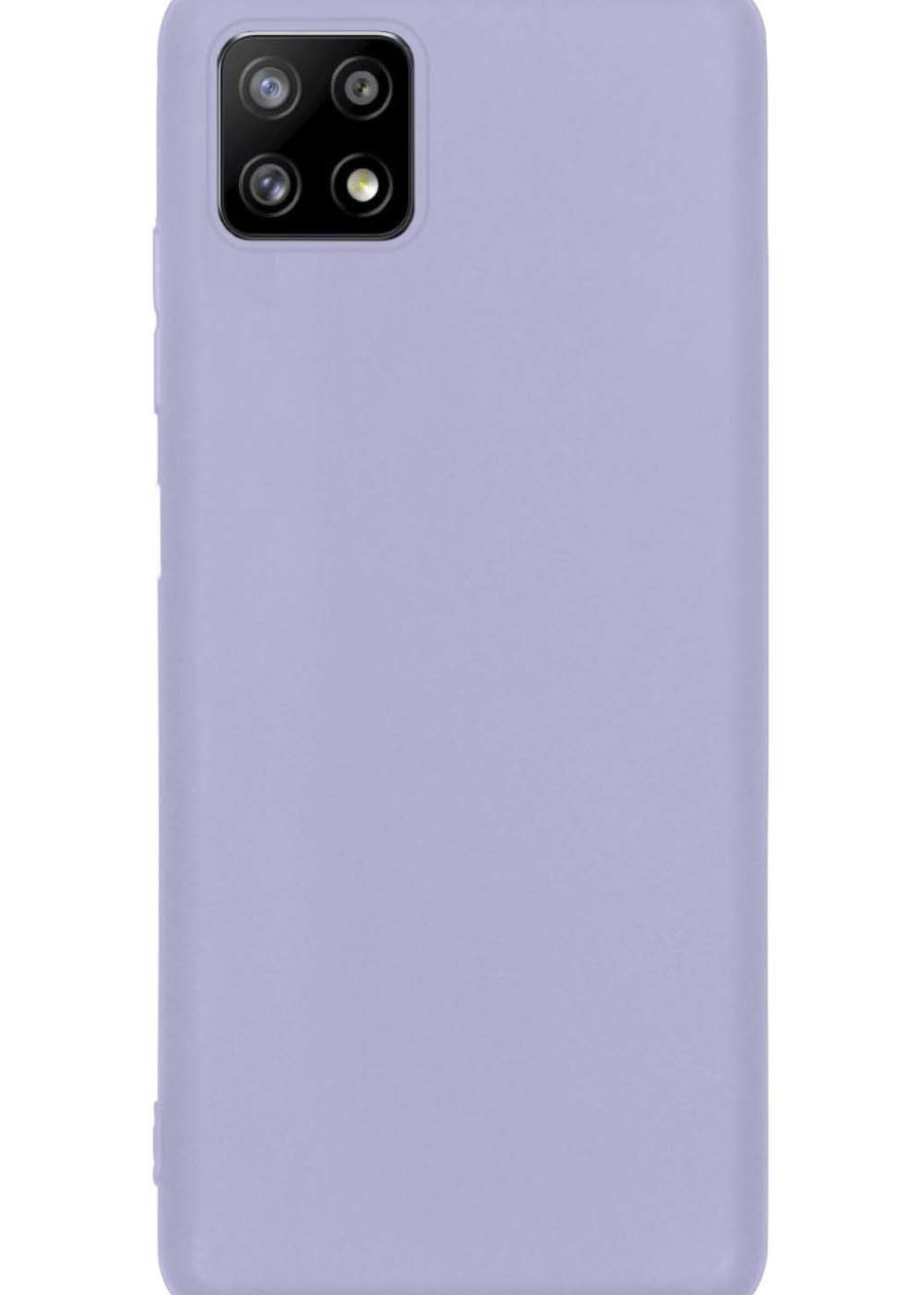 LUQ Hoesje Geschikt voor Samsung M22 Hoesje Siliconen Case Met 2x Screenprotector - Hoes Geschikt voor Samsung Galaxy M22 Hoes Siliconen - Lila