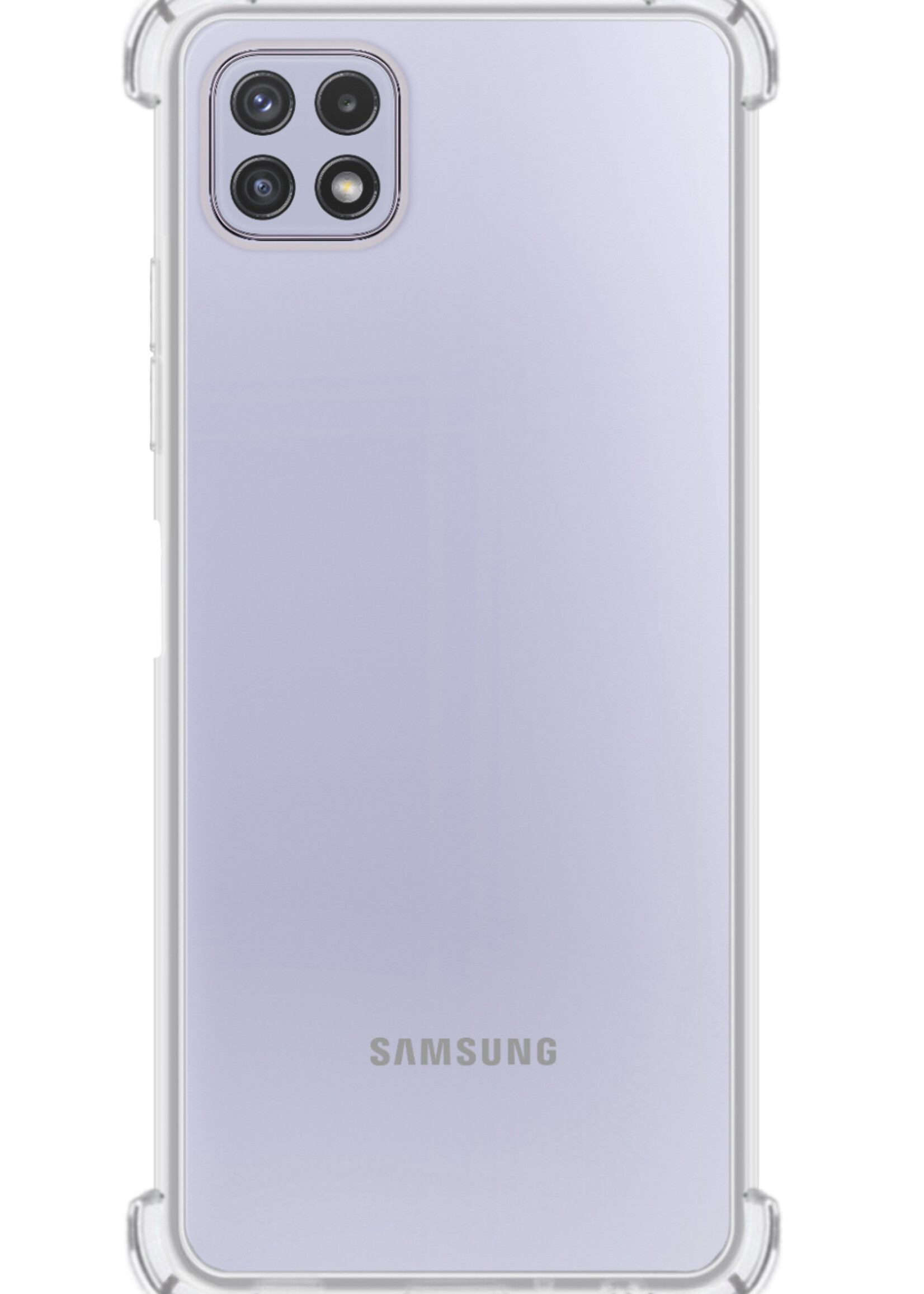 Hoesje Geschikt voor Samsung M22 Hoesje Shockproof Case Siliconen Met Screenprotector - Hoes Geschikt voor Samsung Galaxy M22 Hoes Cover Siliconen - Transparant