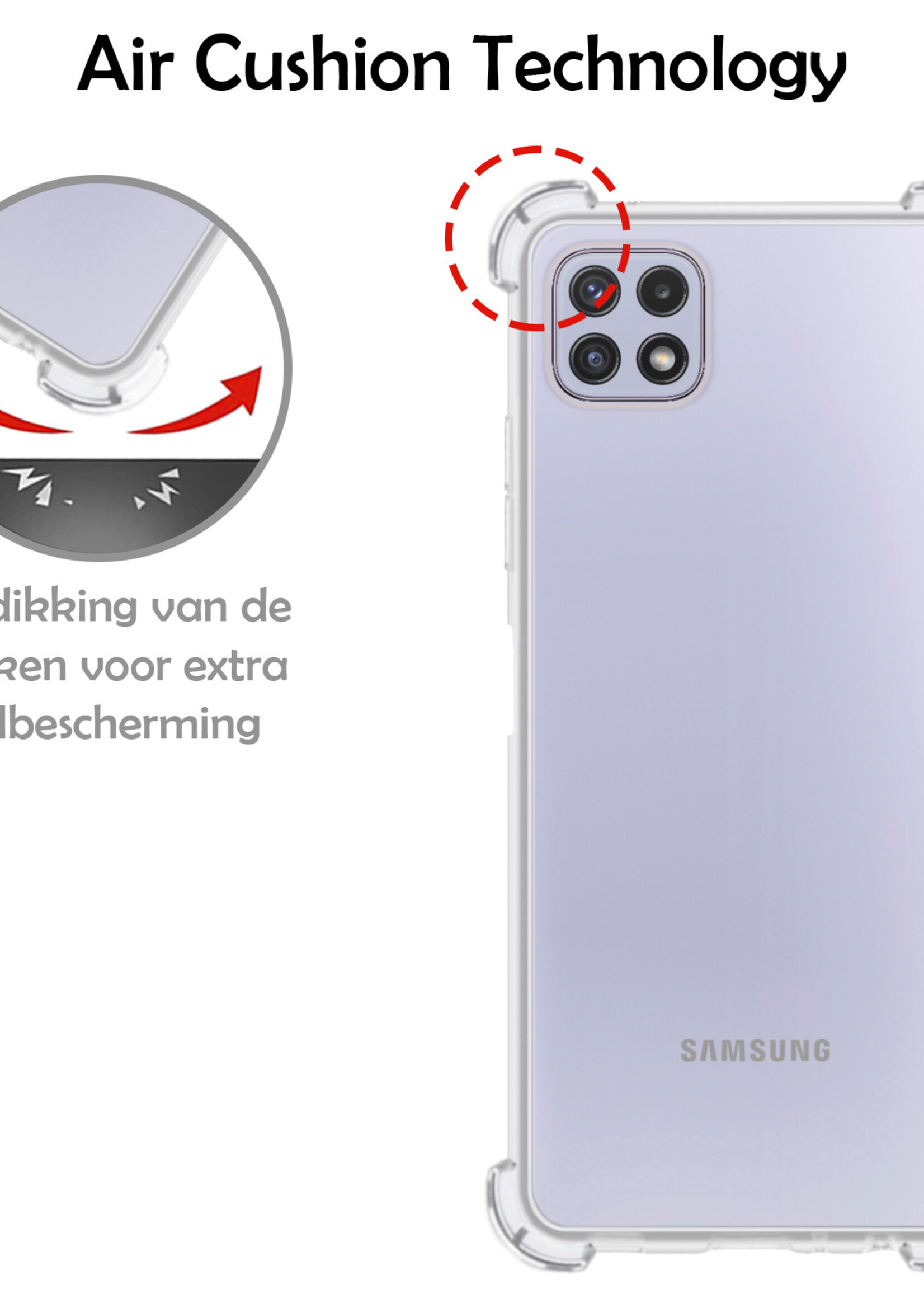 Hoesje Geschikt voor Samsung M22 Hoesje Shockproof Case Siliconen Met 2x Screenprotector - Hoes Geschikt voor Samsung Galaxy M22 Hoes Cover Siliconen - Transparant