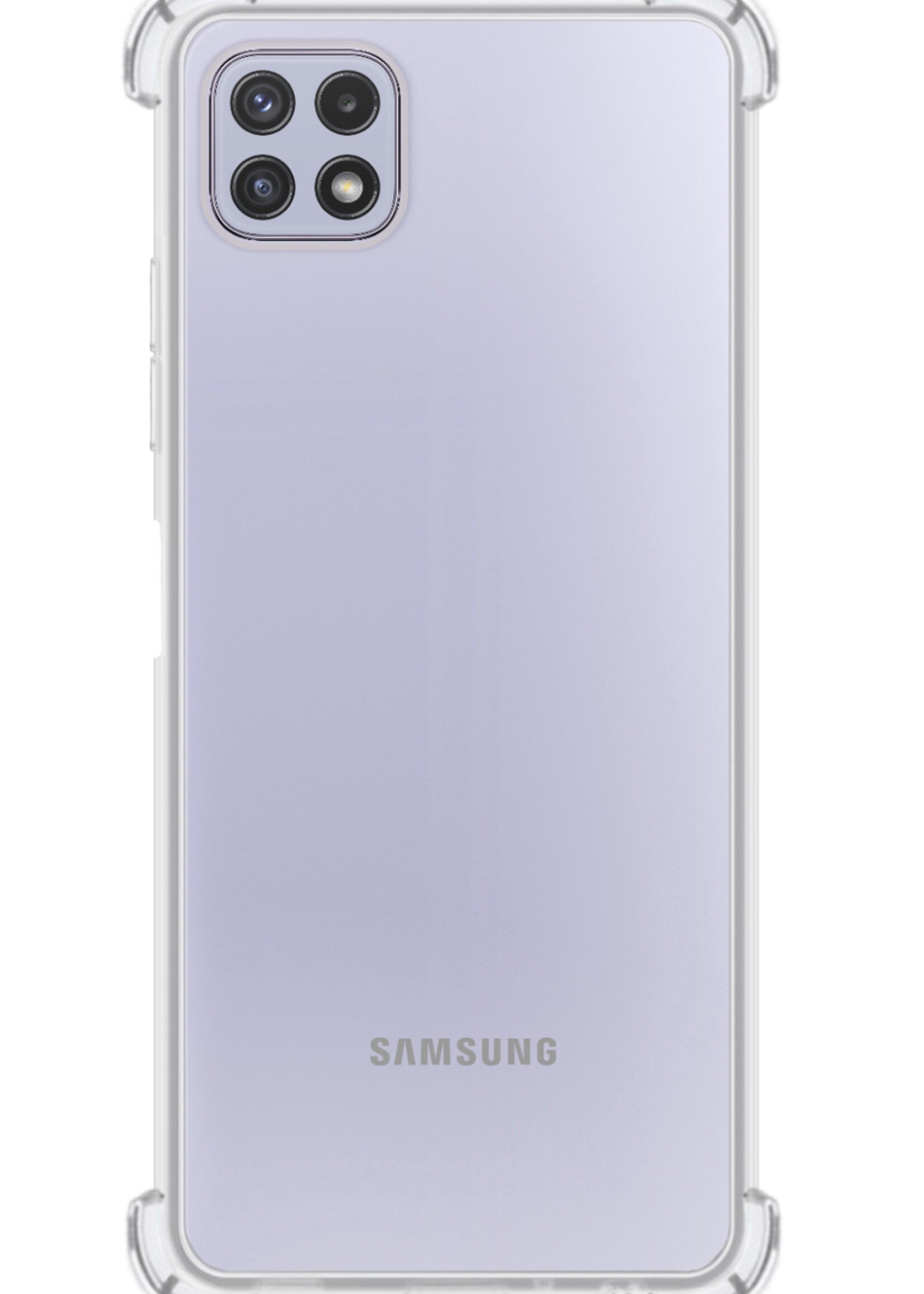 Hoesje Geschikt voor Samsung M22 Hoesje Shockproof Case Siliconen Met 2x Screenprotector - Hoes Geschikt voor Samsung Galaxy M22 Hoes Cover Siliconen - Transparant