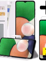 LUQ LUQ Samsung Galaxy M22 Hoesje Bookcase Wit Met 2x Screenprotector