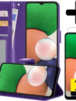 LUQ LUQ Samsung Galaxy M22 Hoesje Bookcase Paars Met 2x Screenprotector