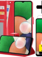 LUQ LUQ Samsung Galaxy M22 Hoesje Bookcase Donkerroze Met 2x Screenprotector